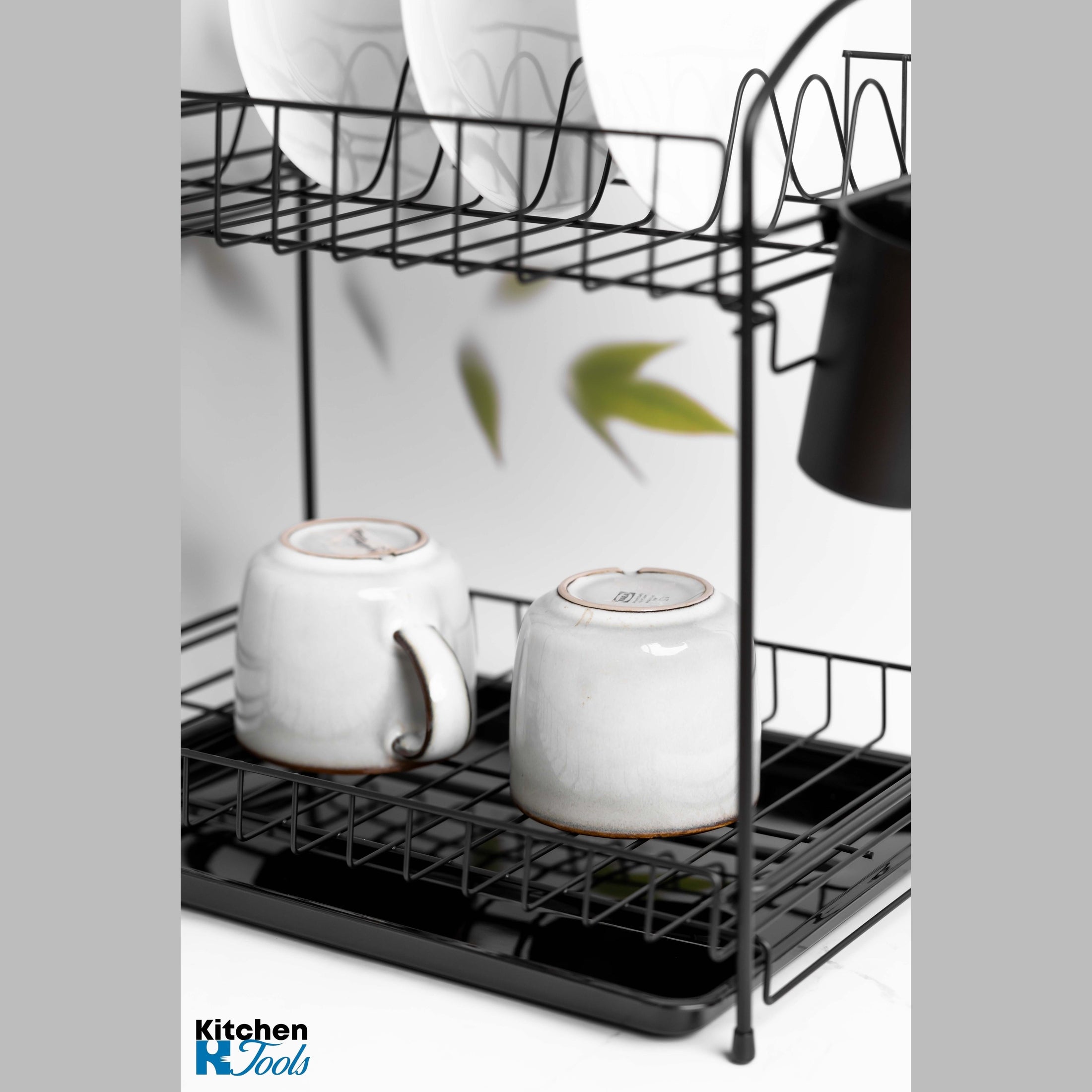 Suport de vase inox Rosberg negru, 2 nivele, 34x23x35,5 cm