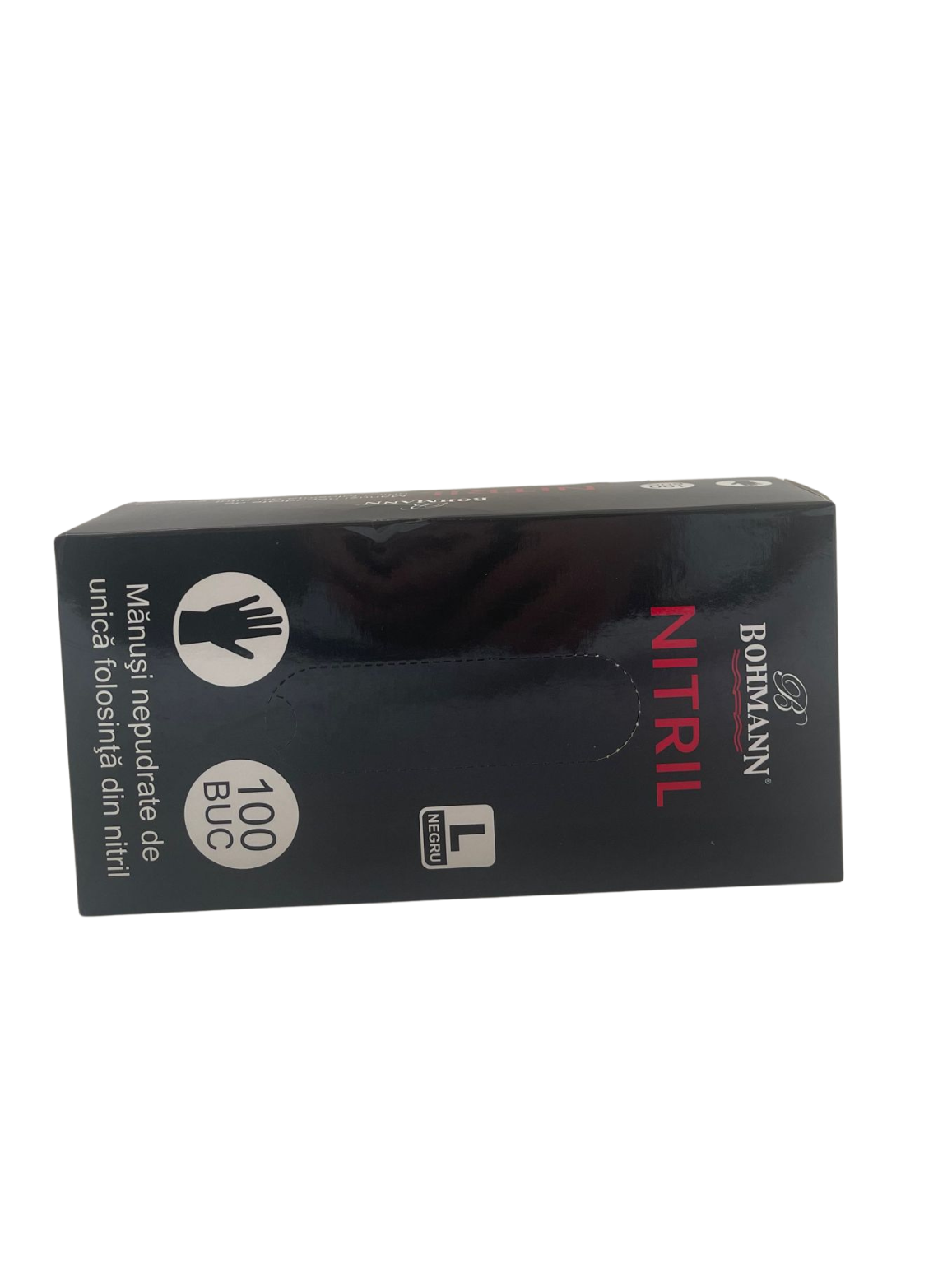 Manusi din NITRIL SUPERIOR 100%, negre, nepudrate, nesterile, de unica folosinta 100buc/cutie, L