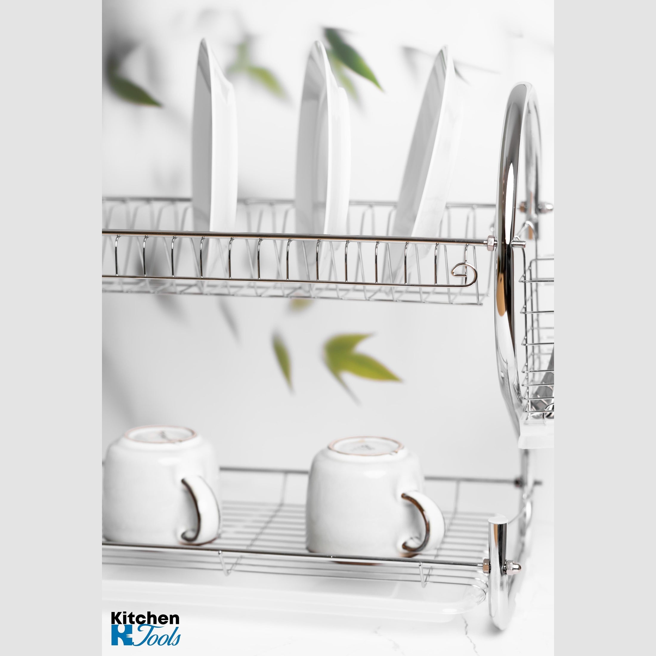 Suport vase Rosberg alb, inox, două nivele