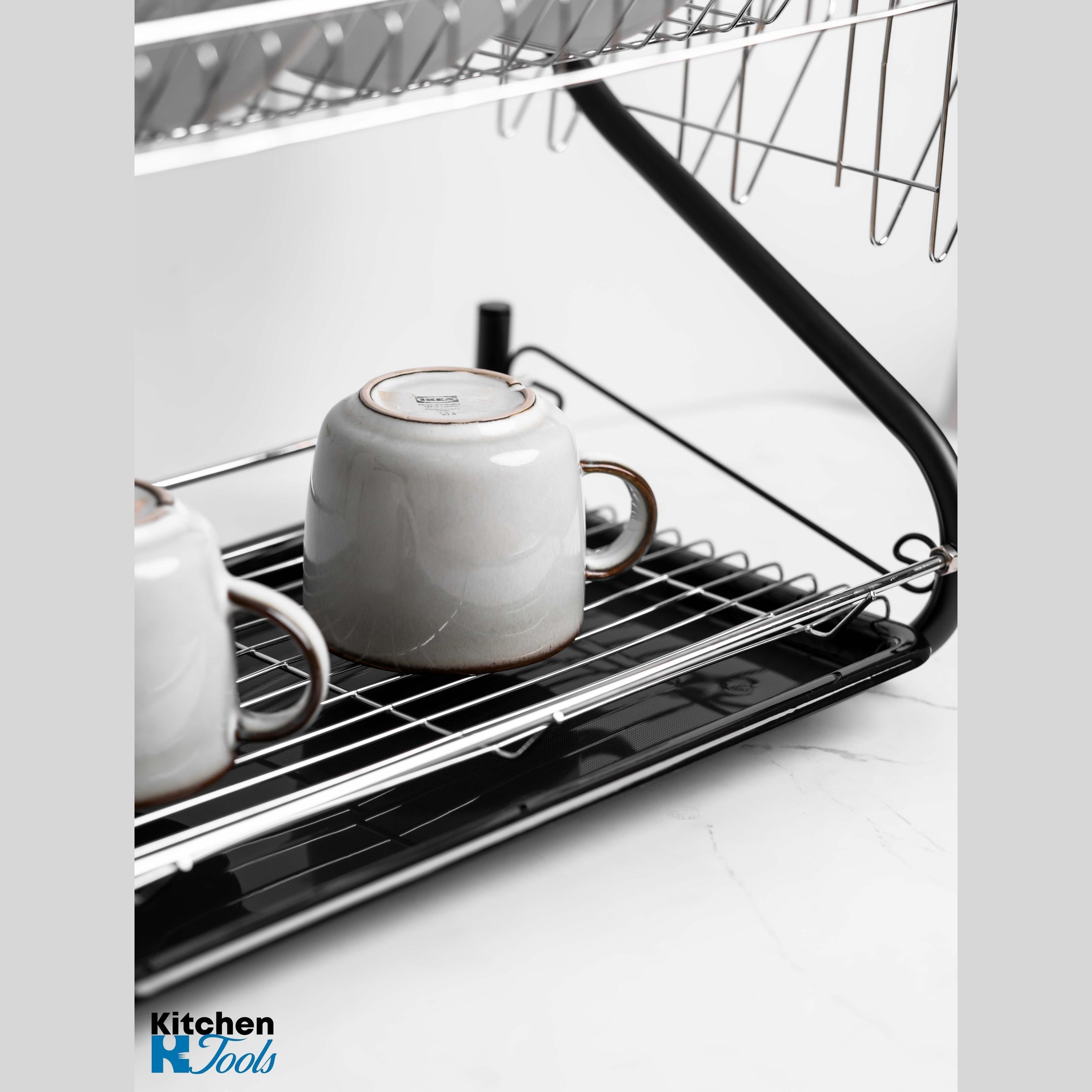 Uscător vase 2 nivele Rosberg, inox, negru