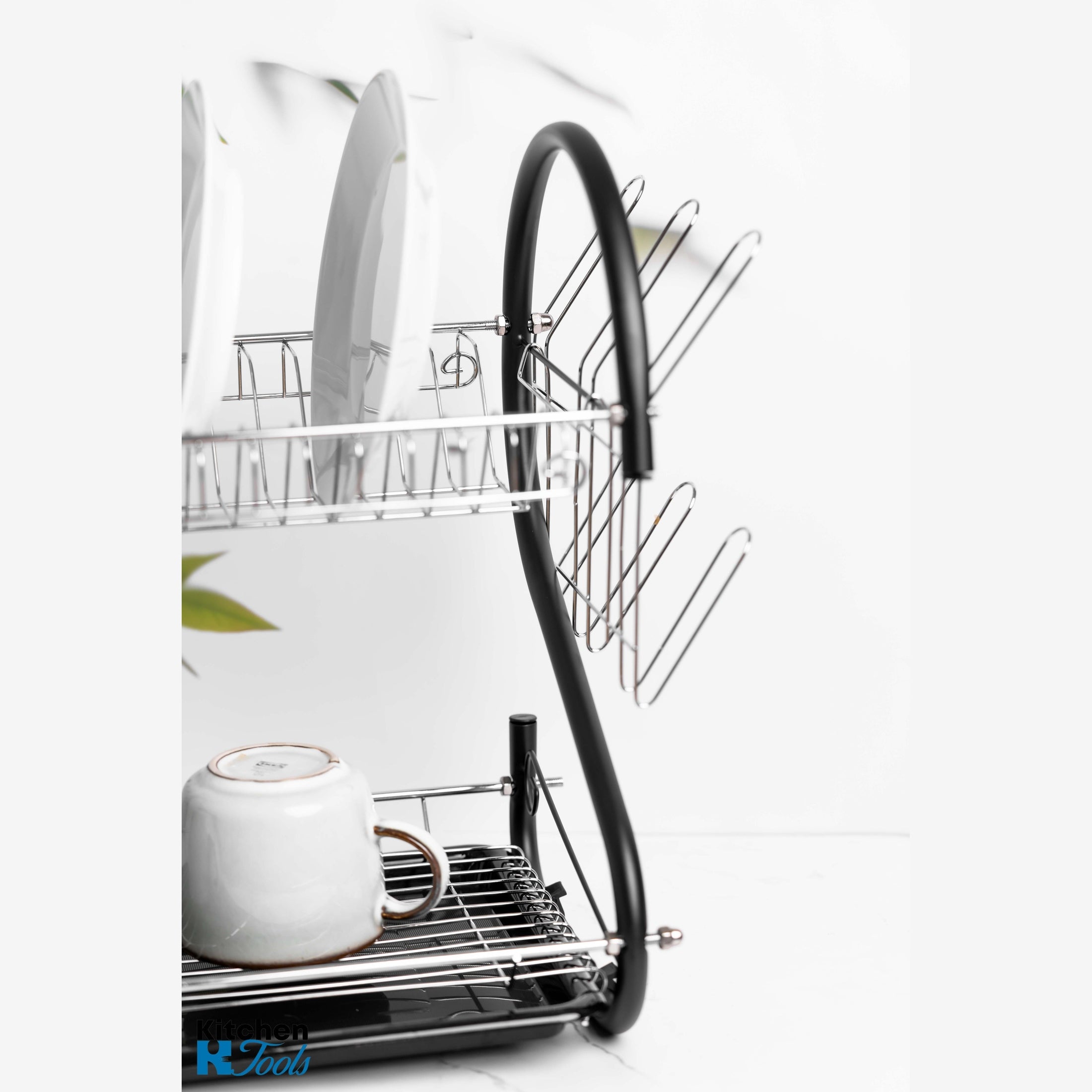 Uscător vase 2 nivele Rosberg, inox, negru