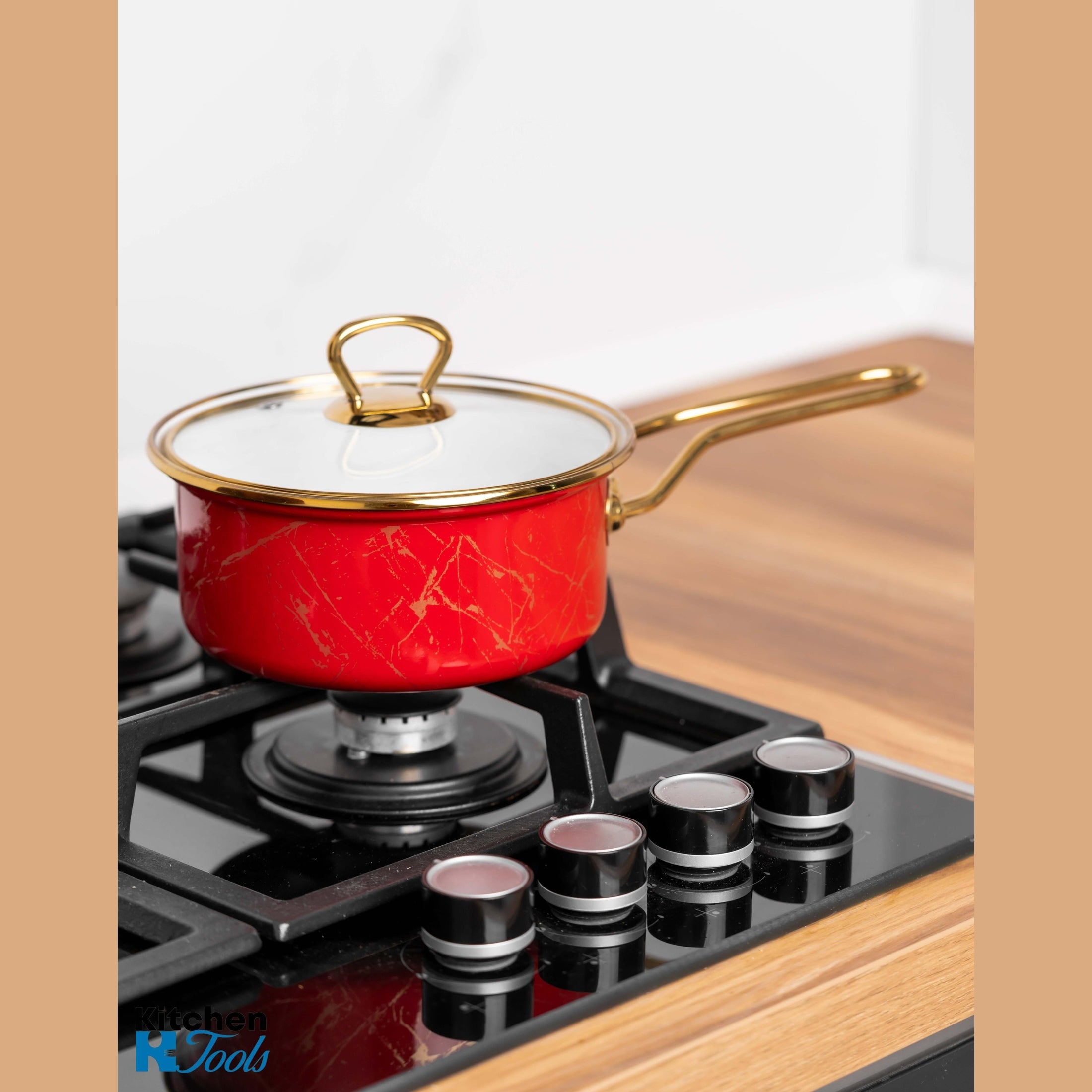 Cratiță Emailată Goldmann, Roșie, 2L, Capac Inclus