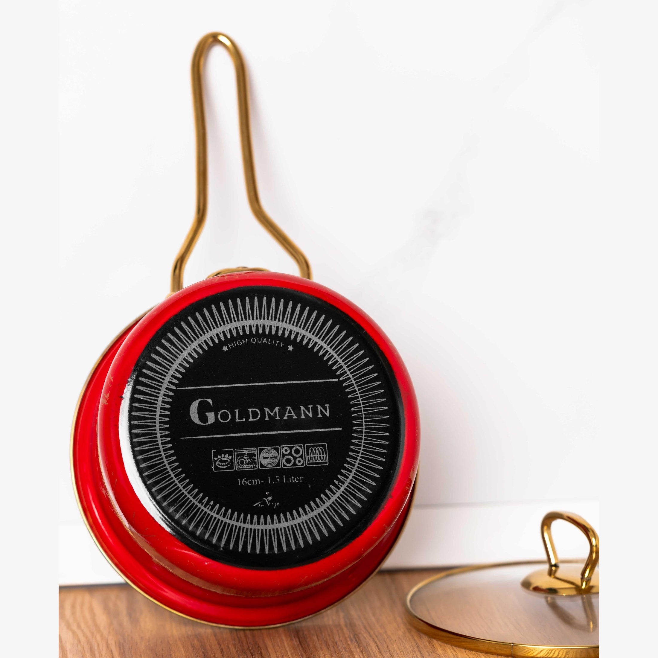 Cratiță Emailată Goldmann, Roșie, 2L, Capac Inclus