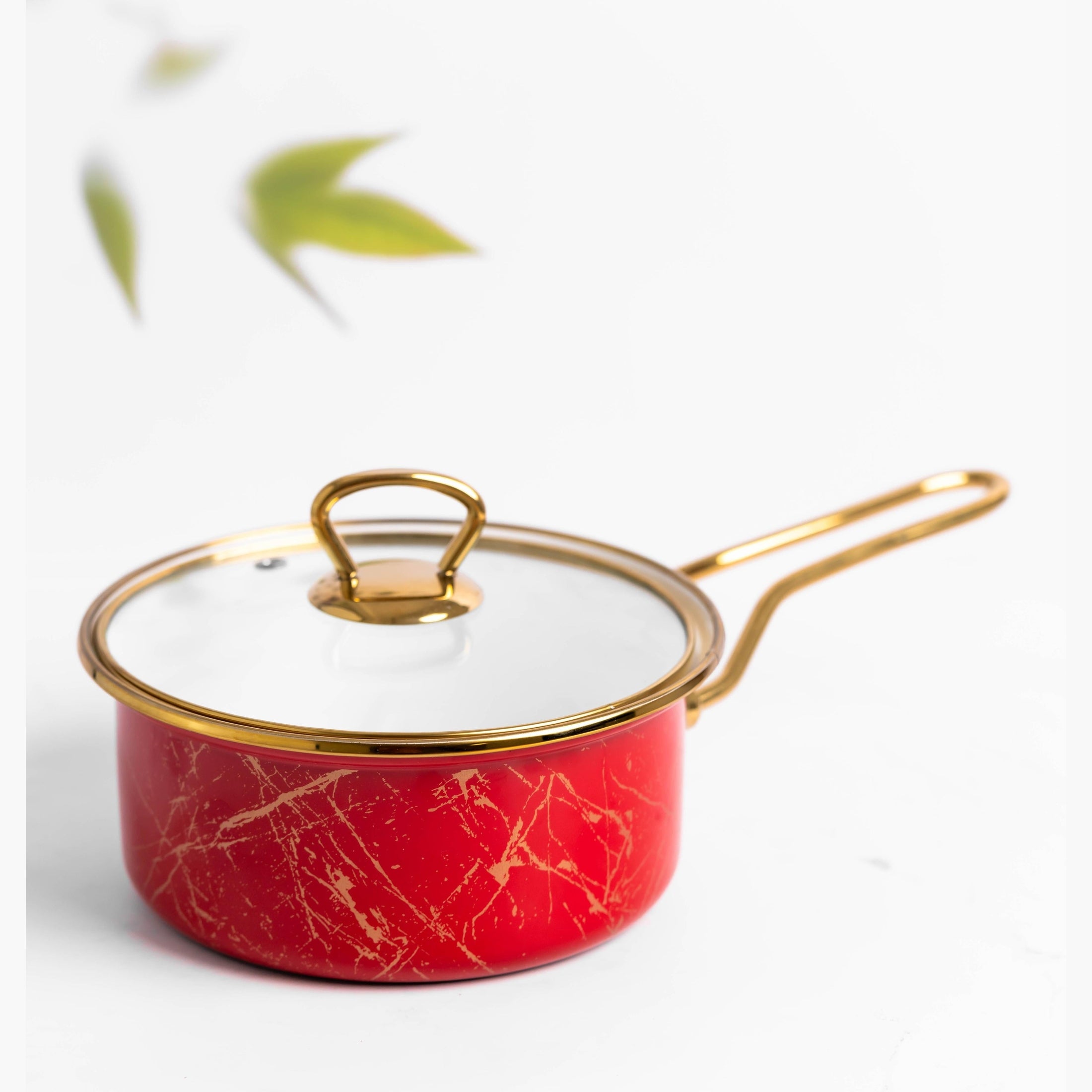 Cratita emailata cu maner, 16x8cm, 1.5L, Goldmann, rosie