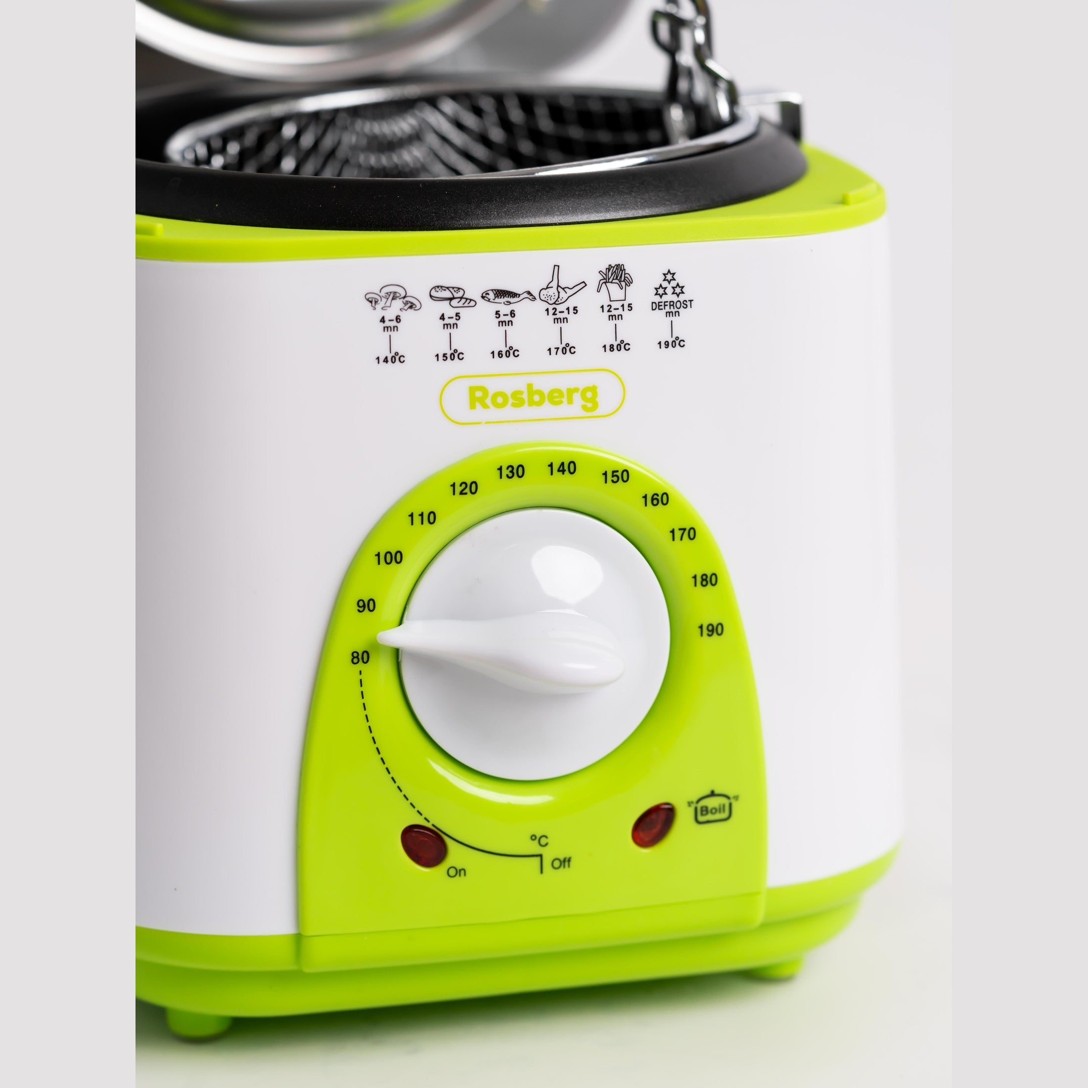 Friteuza mini Rosberg 950W, alb/verde
