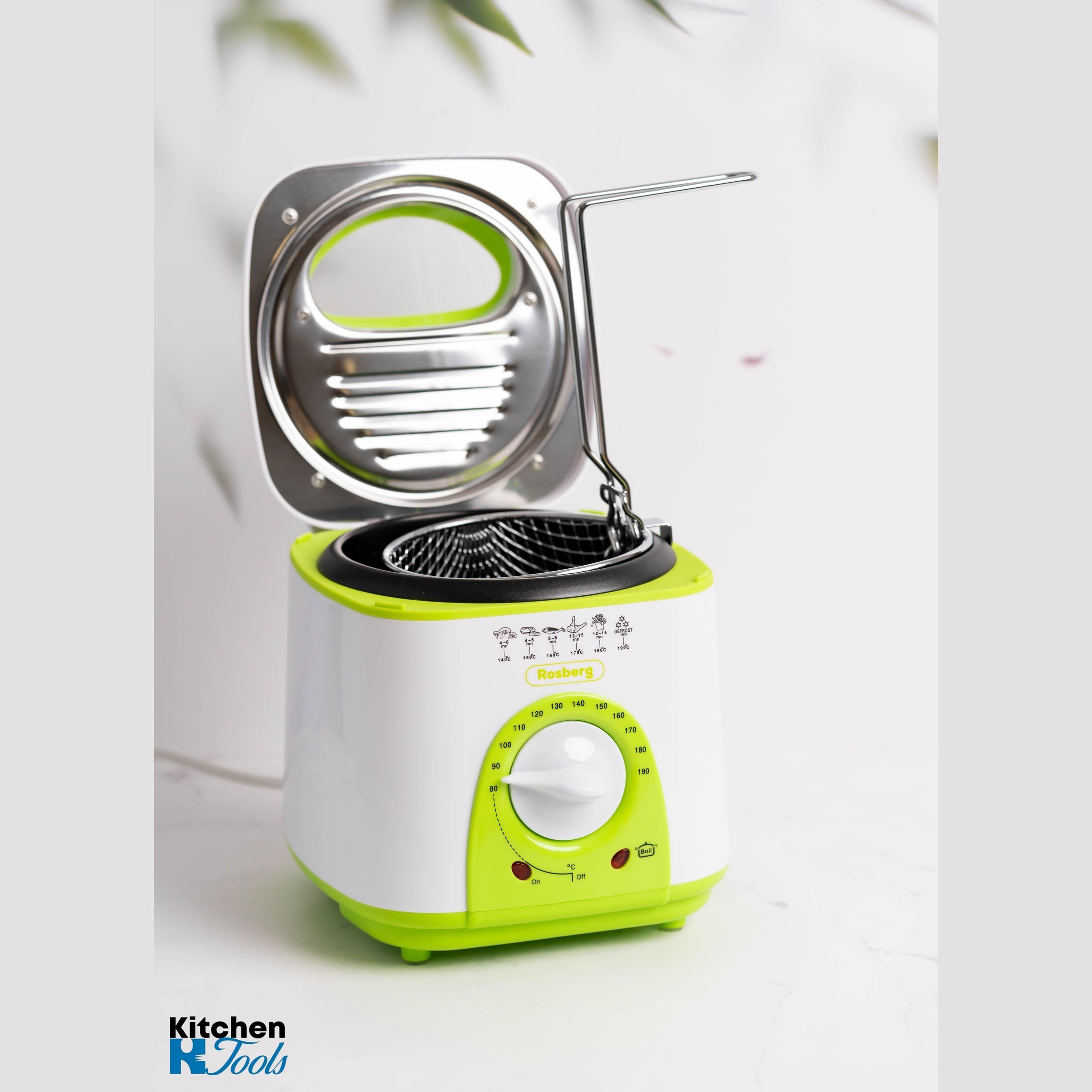 Friteuza mini Rosberg 950W, alb/verde