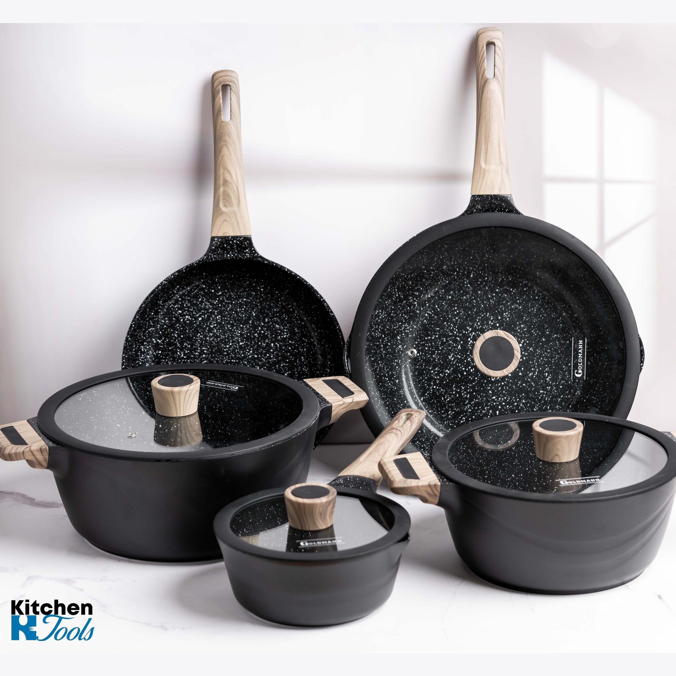 Set vase gătit 9 piese, 3 straturi ceramice, Goldmann