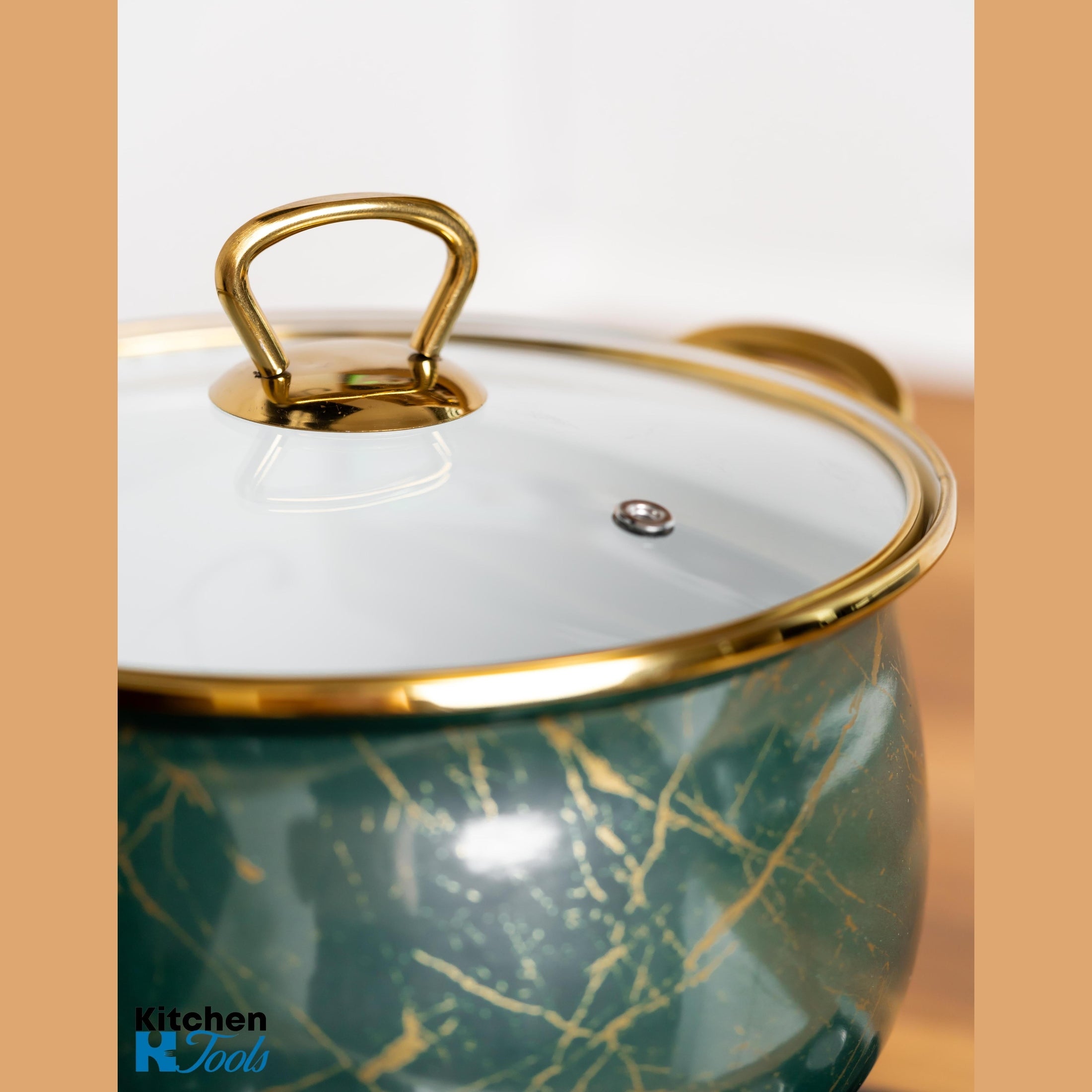 Cratita Goldmann 24cm, verde Smarald, cu capac sticla