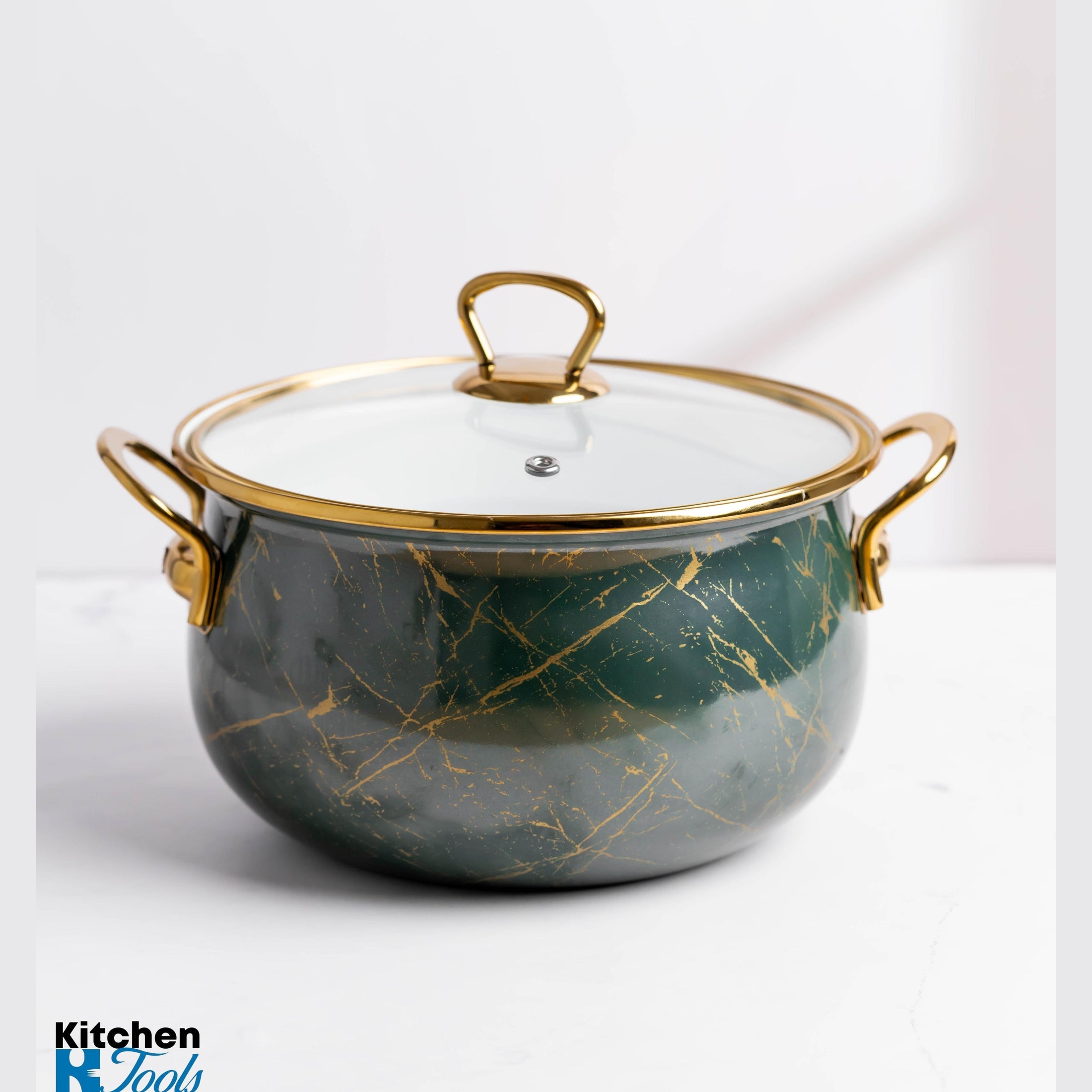 Cratita Goldmann 24cm, verde Smarald, cu capac sticla