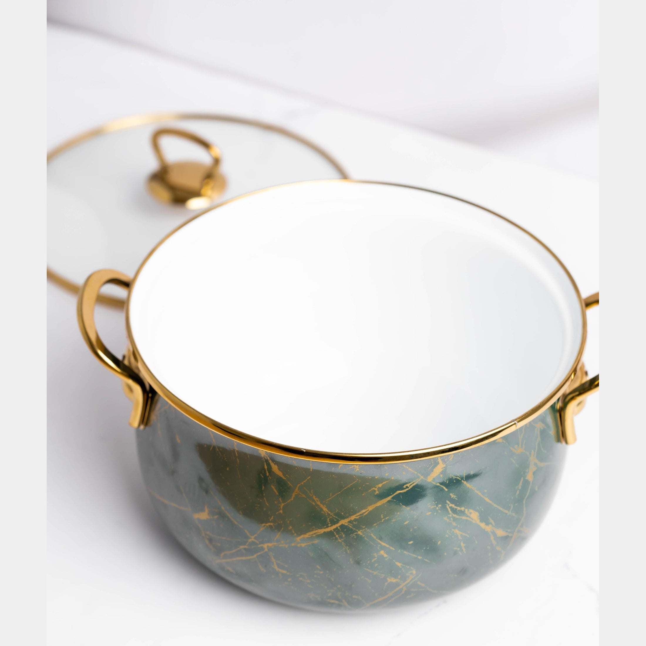 Cratita Goldmann 24cm, verde Smarald, cu capac sticla