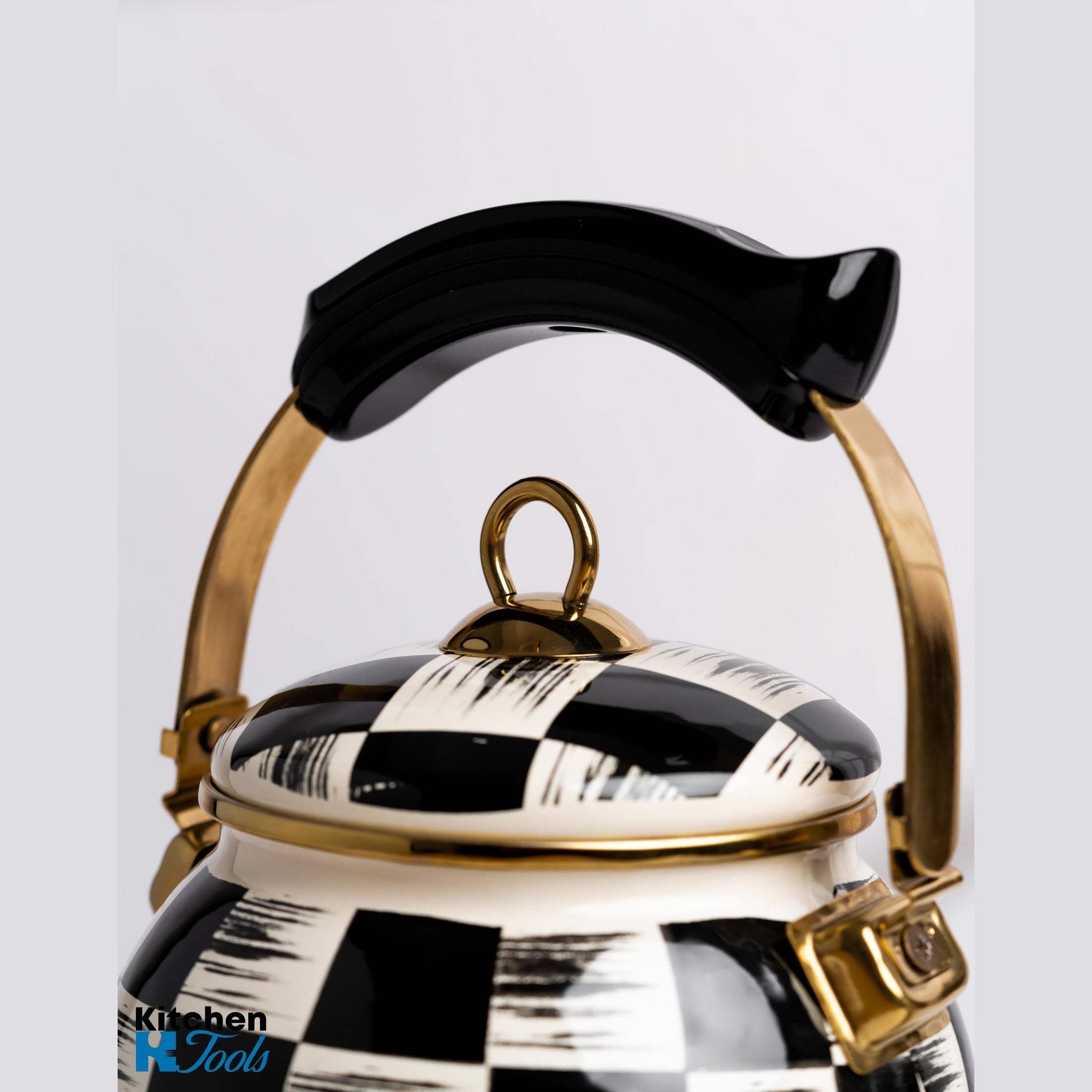 Ceainic Emailat 2.5L Goldmann, Design Alb-Negru