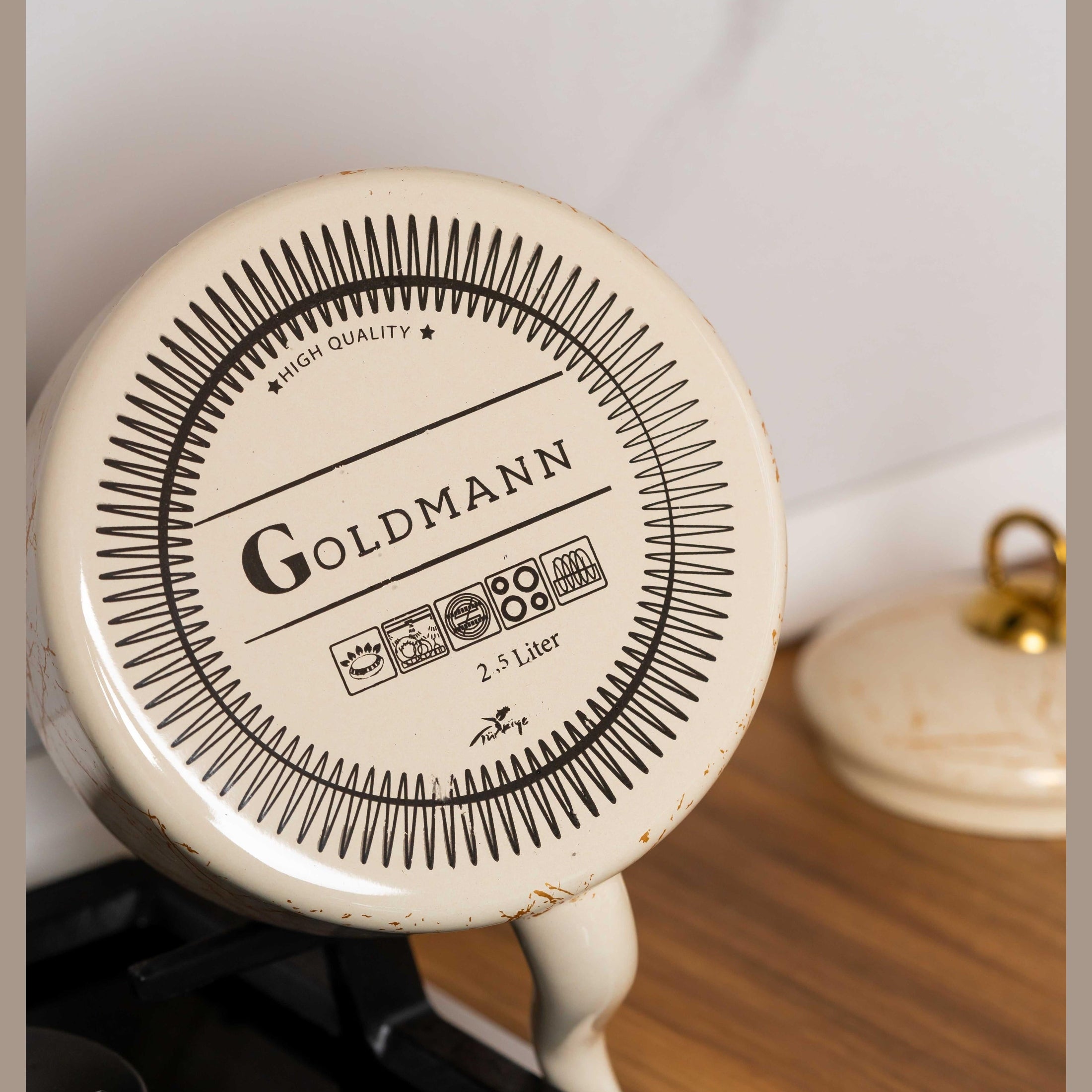 Ceainic emailat Goldmann 2.5L, bej