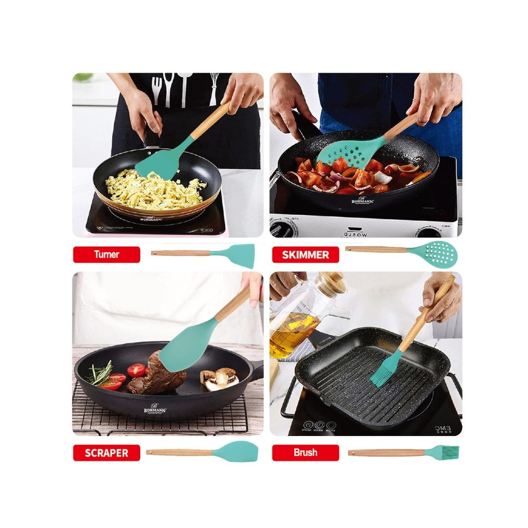 Set ustensile bucătărie Bohmann, silicon și lemn