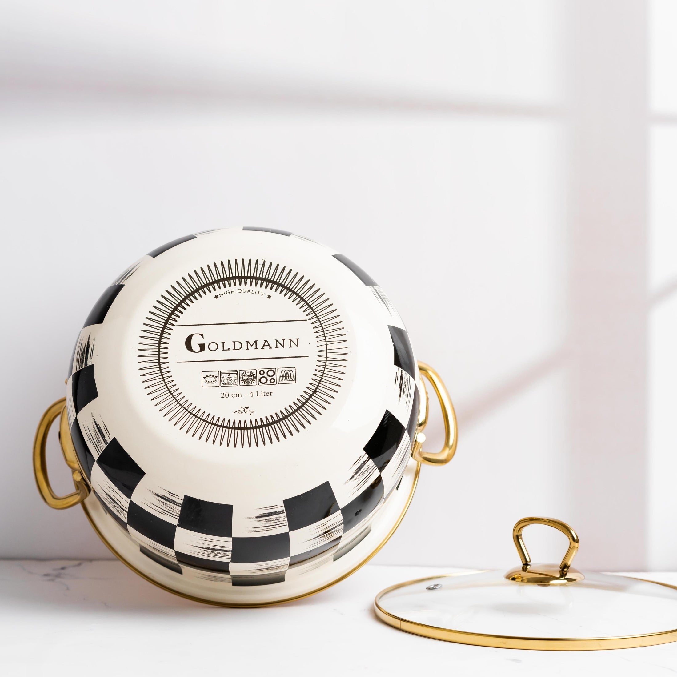 Cratita emailata Goldmann, 24cm, 6.2L, inductie, bej-negru