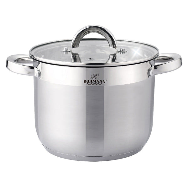 Oala Inox 5L Bohmann - Cu capac sticlă termorezistent
