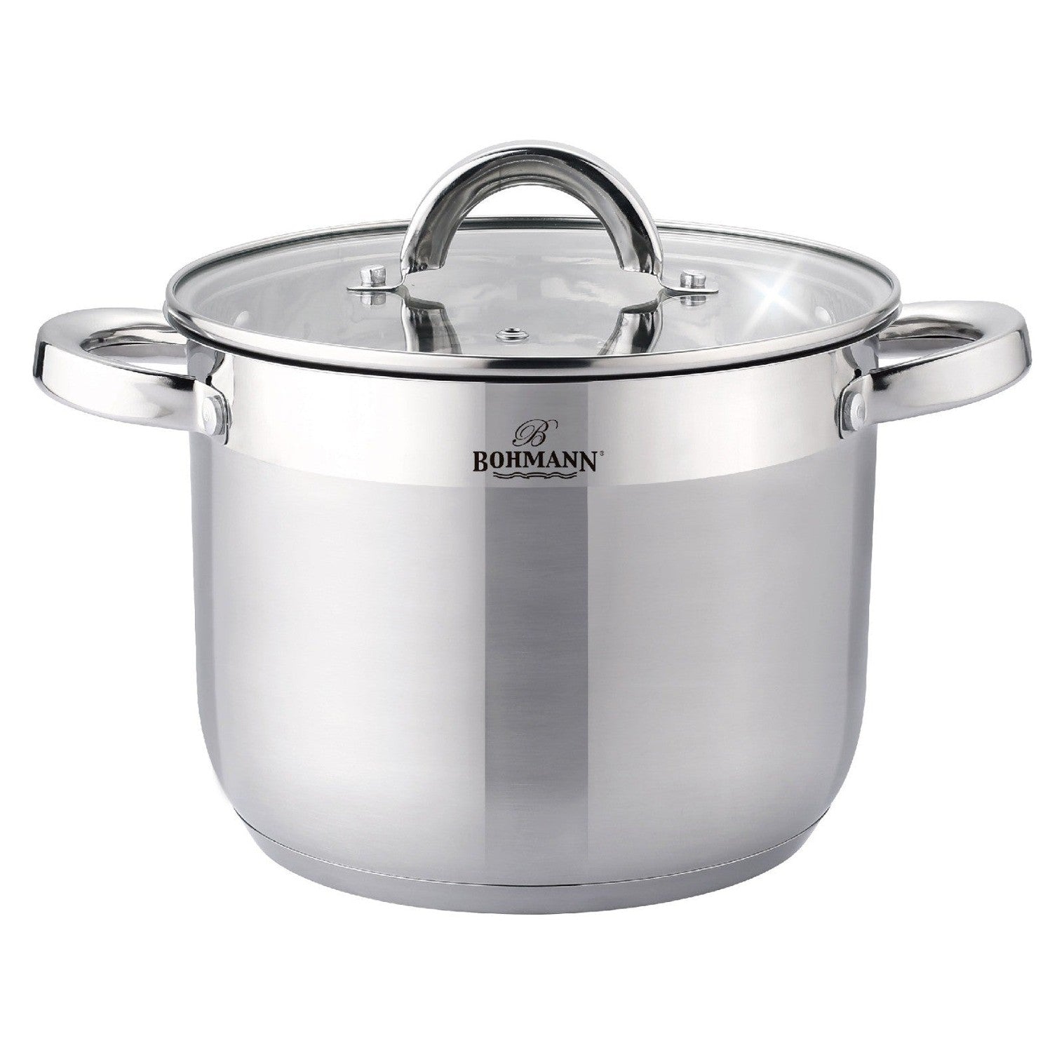 Oală inox 11L cu capac sticlă termorezistent Bohmann