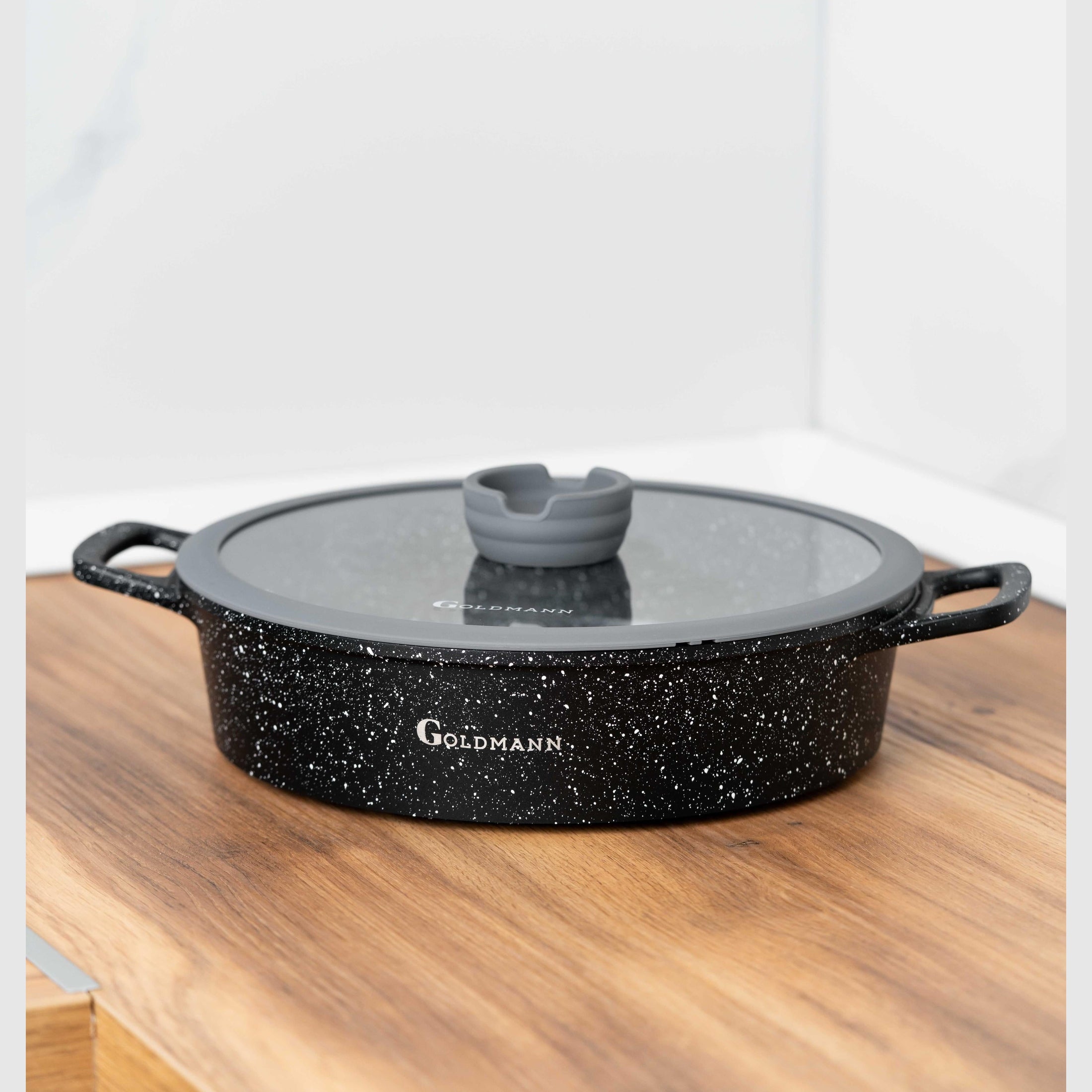 Cratită joasă din aluminiu Goldmann, 28cm cu capac