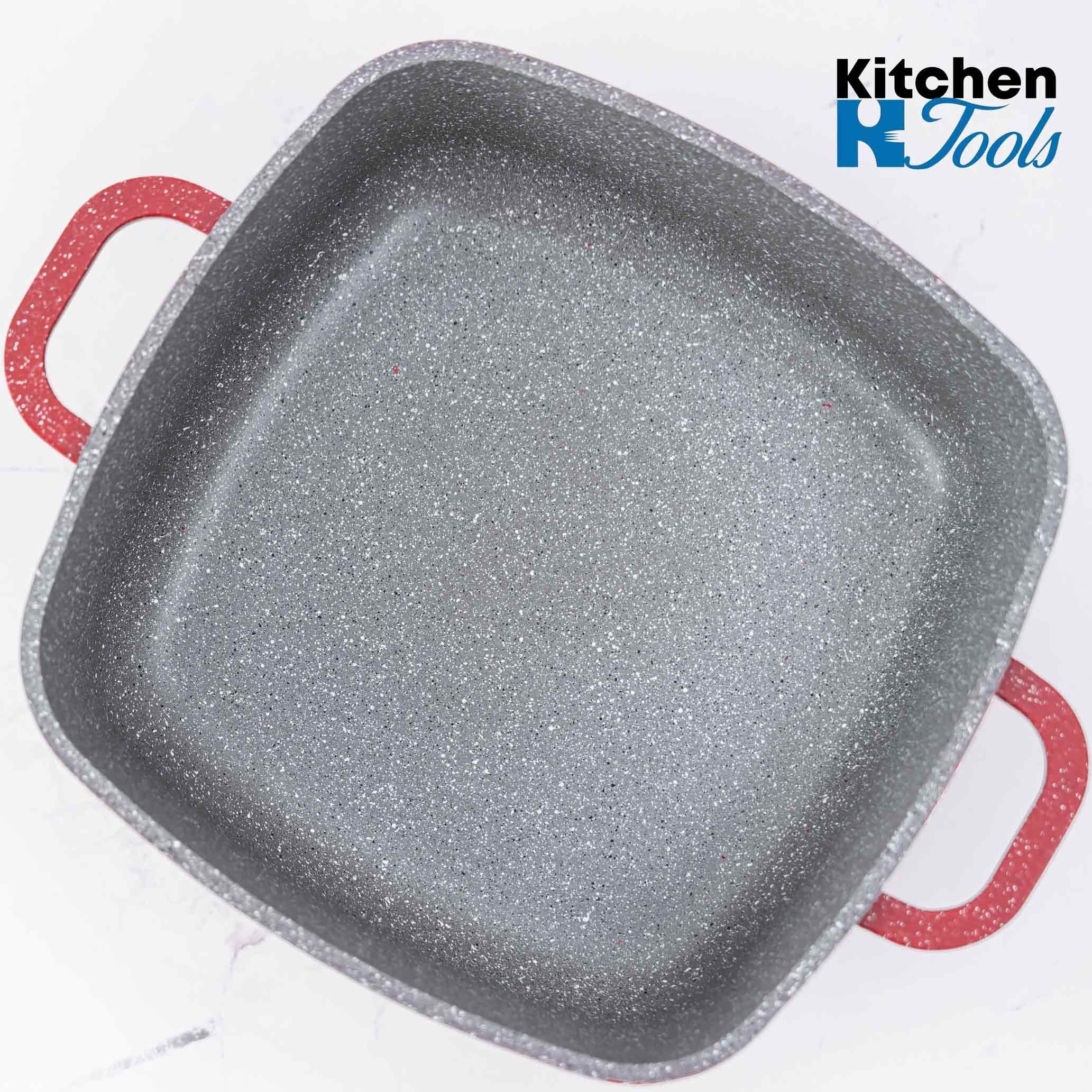 Roaster aluminiu 22x9.5cm, marmorat, capac roșu