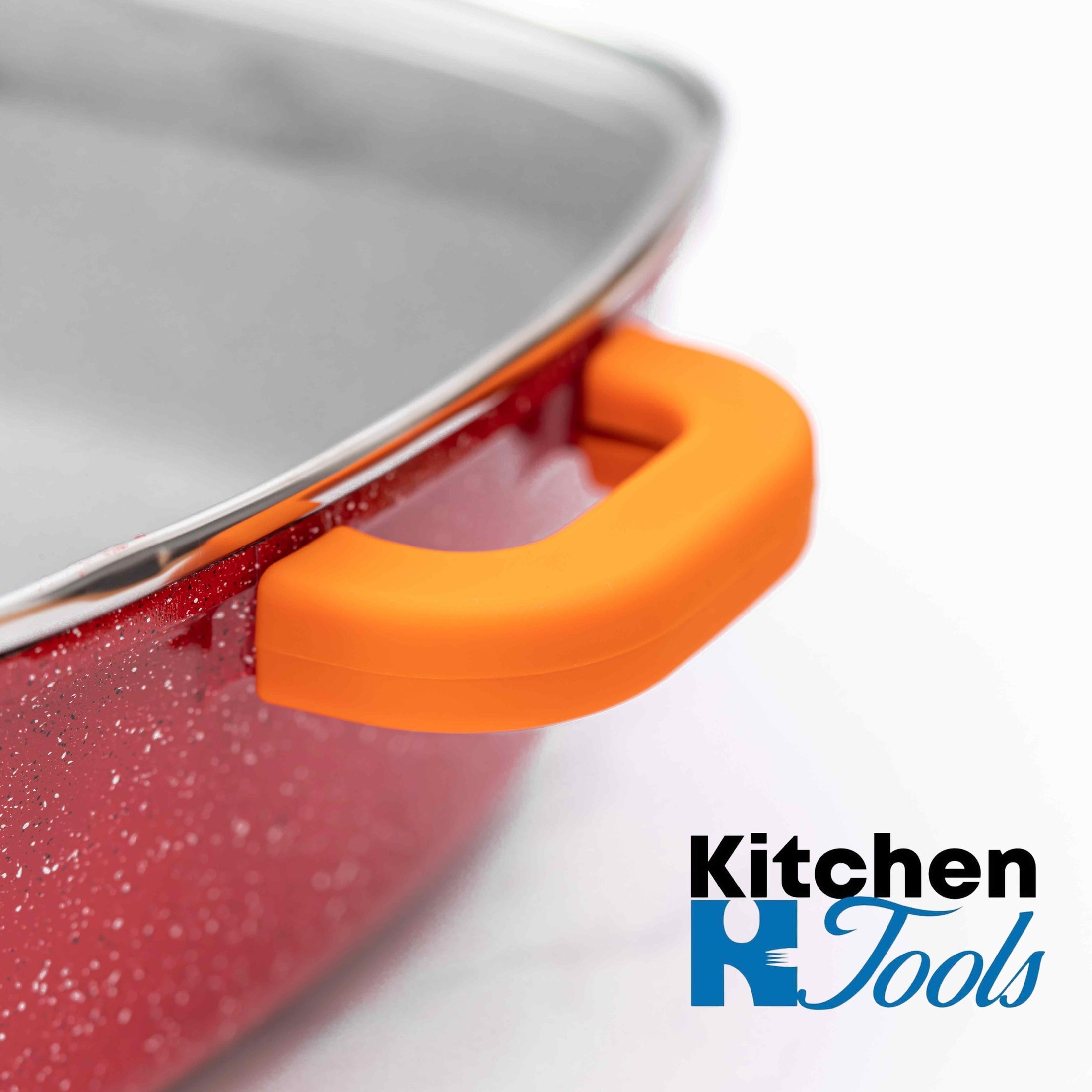 Roaster aluminiu marmorat cu capac 4.4L, rosu