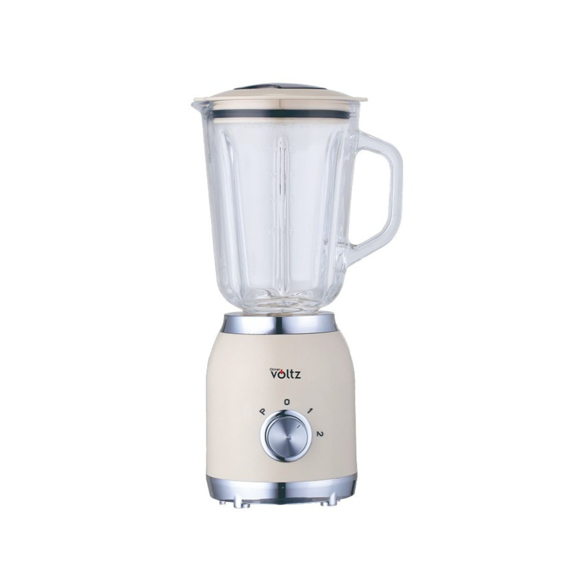 Blender electric cu vas din sticla, 1.5 litri, 600W, 2 viteze + Pulse, 4 lame inox, Oliver Voltz, crem
