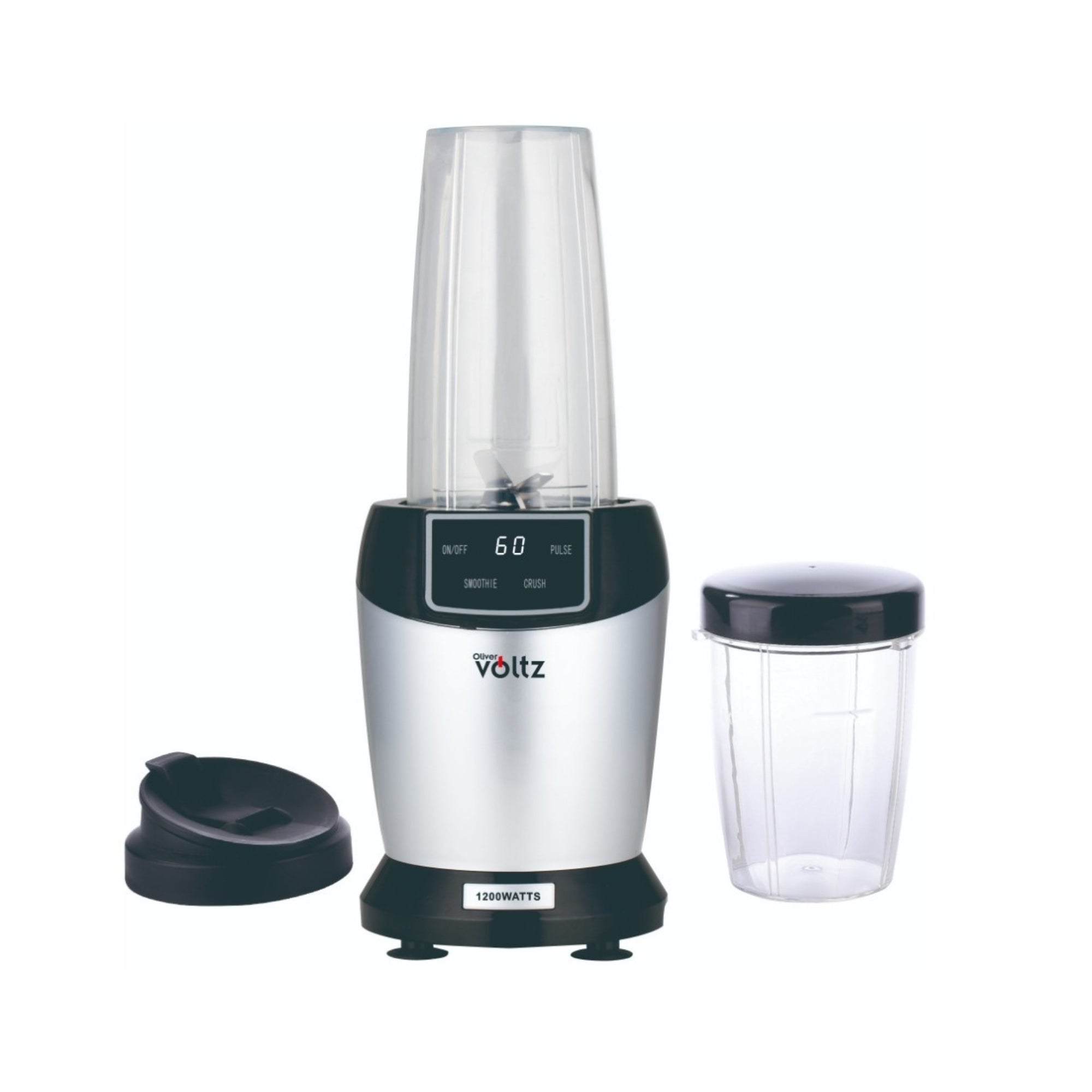 Nutribullet bucatarie multifunctional, 1200W, recipient 1000ml, pahar cu capac 800ml, Oliver Voltz, gri