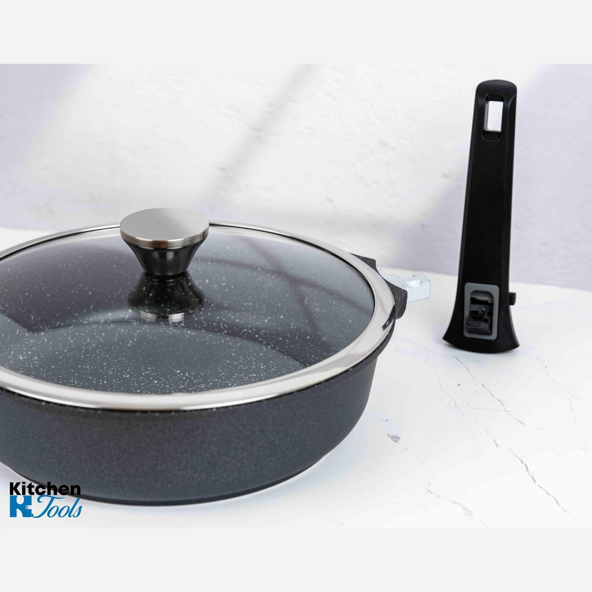 Tigaie cu manere detasabile, 24cm, aluminiu turnat, Goldmann, suprafata antiaderenta, inclusiv inductie