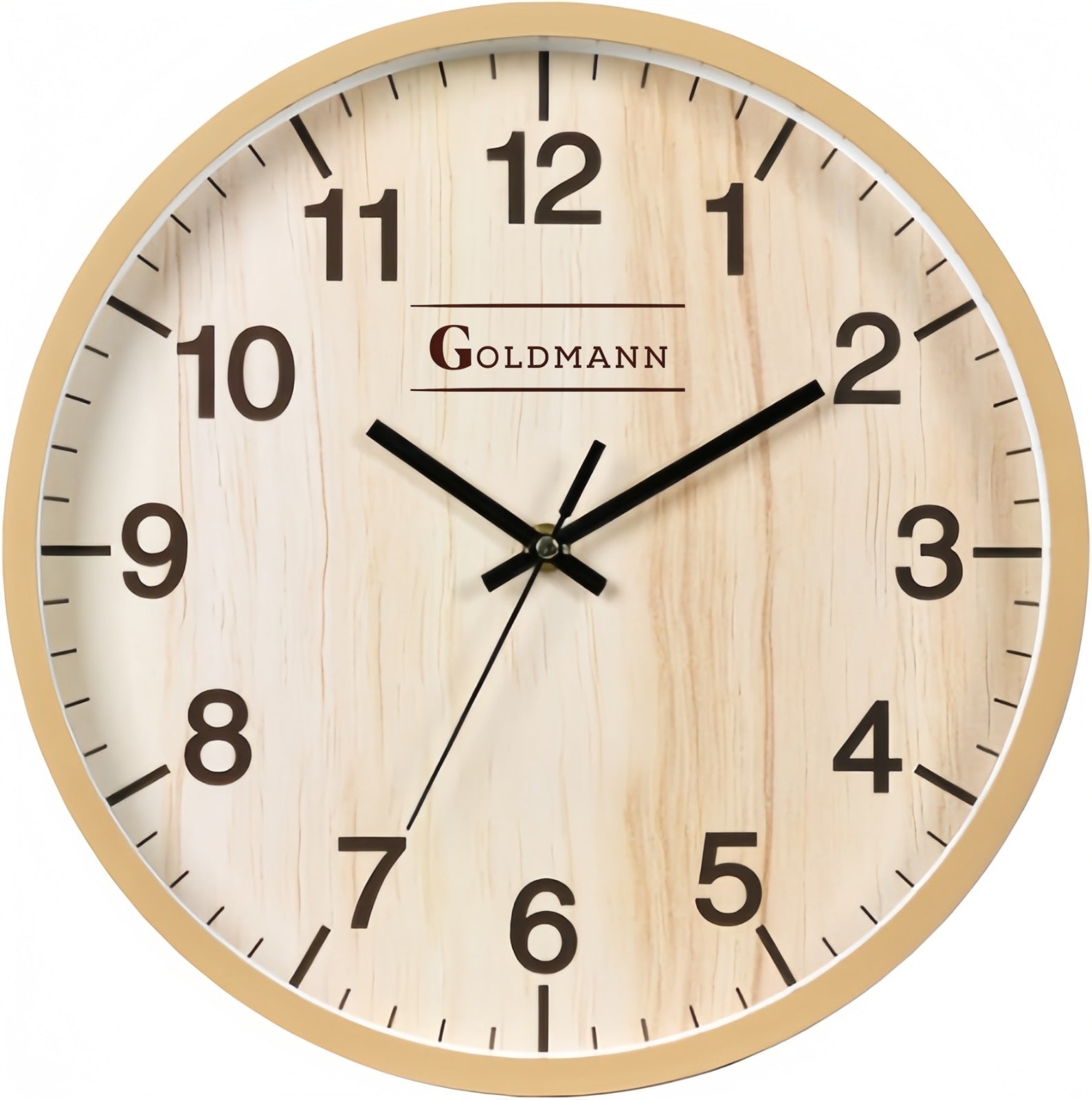 Ceas de perete rotund, Cream, imitatie lemn, 20cm, Goldmann