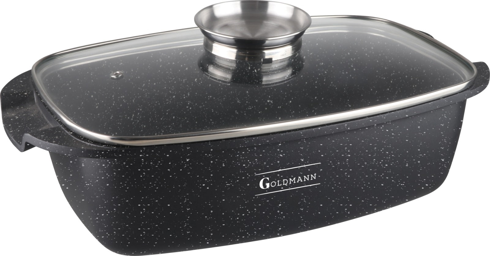 tava Roaster capac din sticla, 32x10.6cm, Interior din marmura, Temperatura de utilizare -20 pana la +220 ° C, 3 Straturi