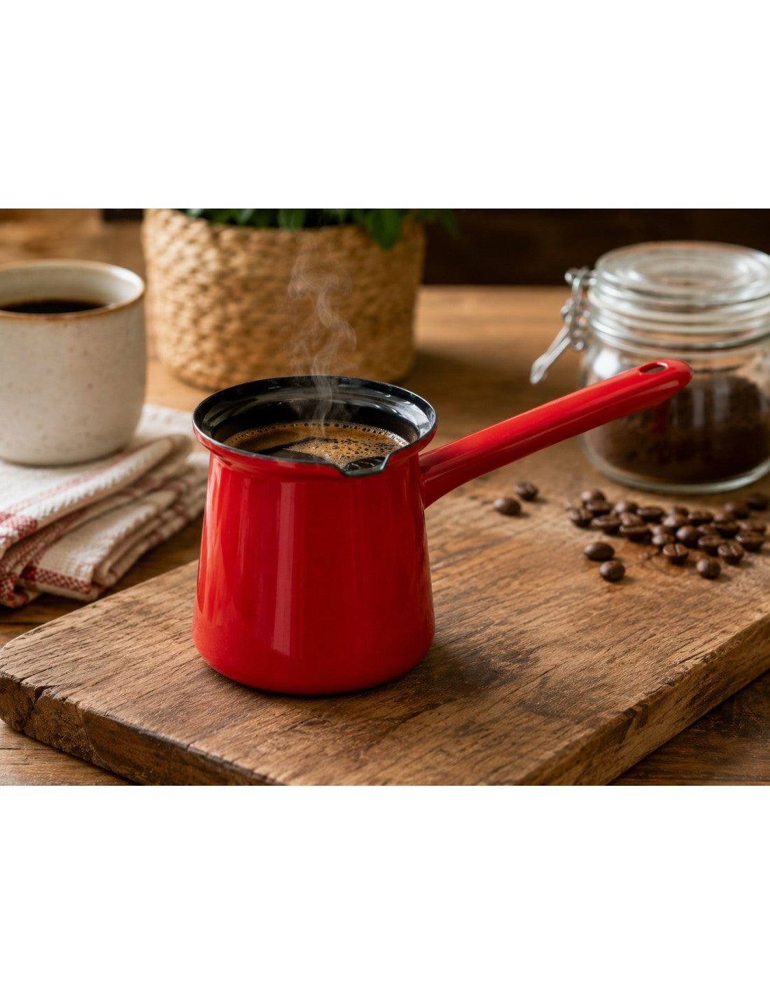 Ibric emailat pentru cafea, 800ml, rosu, Rosberg
