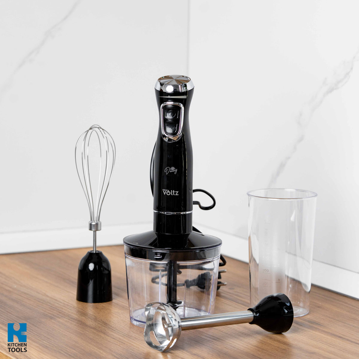 Set 3 in 1 Blender de Mana, 350W, 2 viteze, Tija Otel, Pahar 700ml, Chopper, Tel, Rosberg, Negru