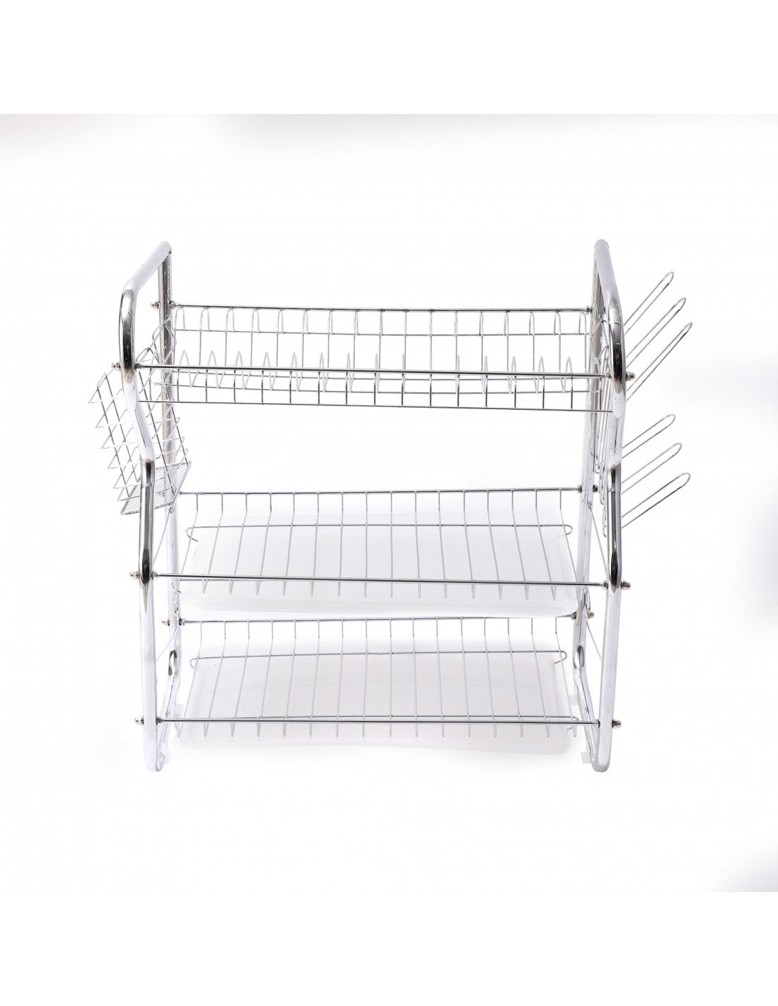 Uscator de vase cu 3 niveluri Rosberg, 43 × 24 × 45 cm, cromat