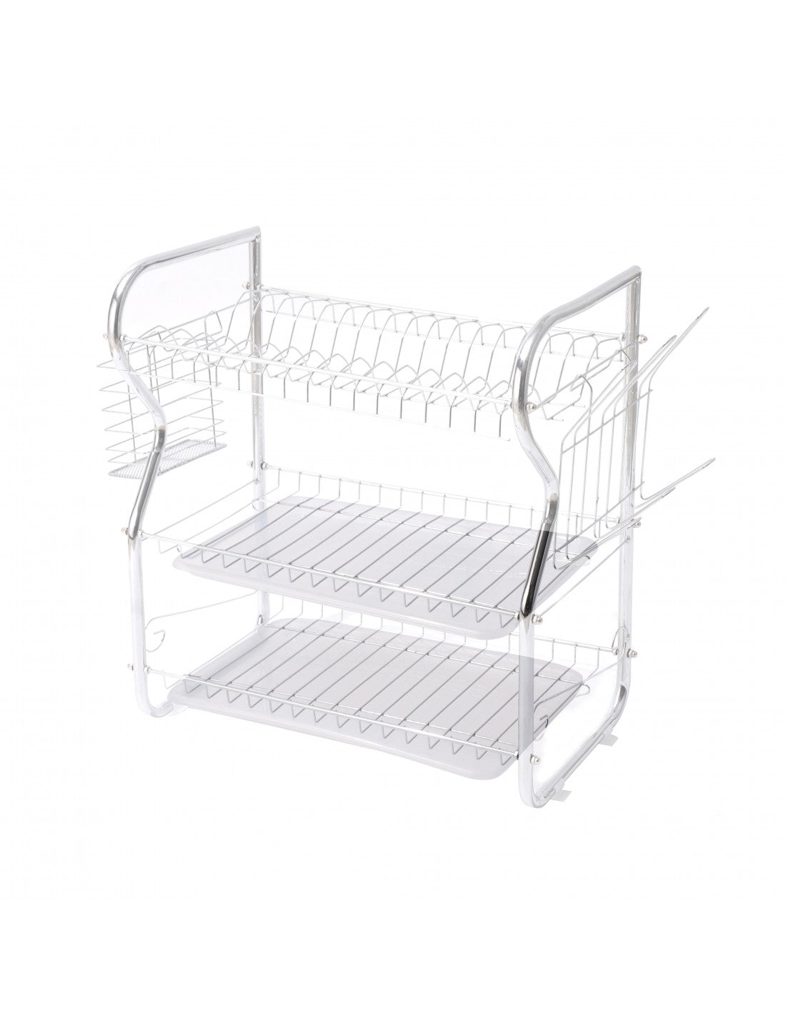 Uscator de vase cu 3 niveluri Rosberg, 43 × 24 × 45 cm, cromat