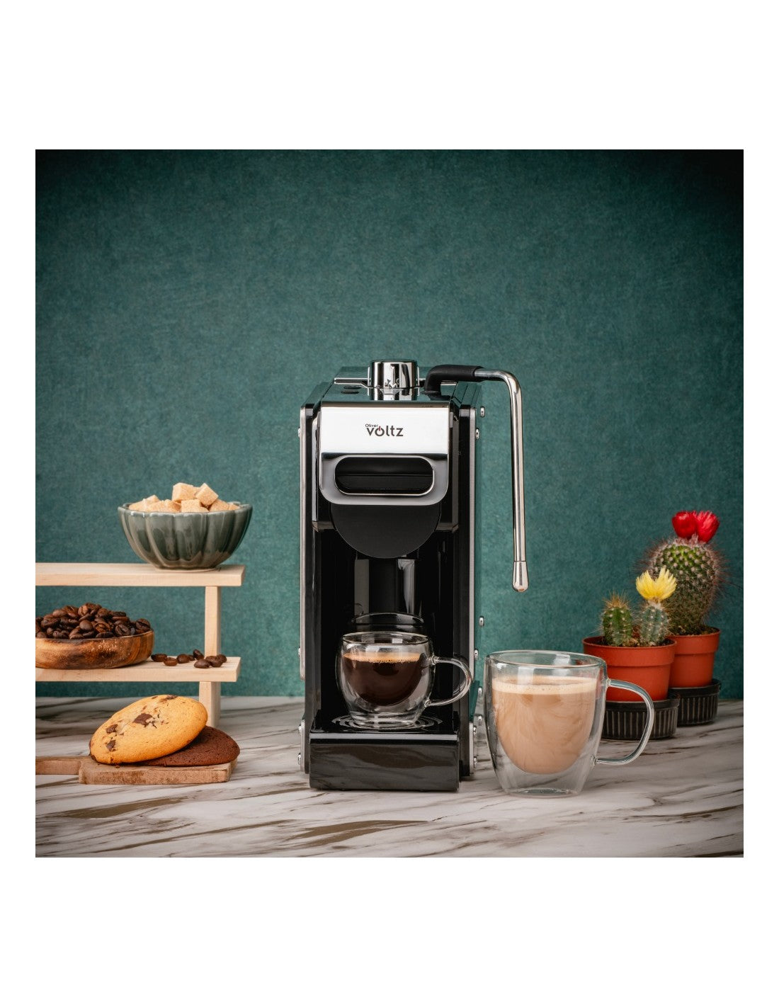 Espressor 8 in 1, 19 bari, 1450W, cafea macinata/capsule, rezervor 1 litru, spumare lapte, Oliver Voltz