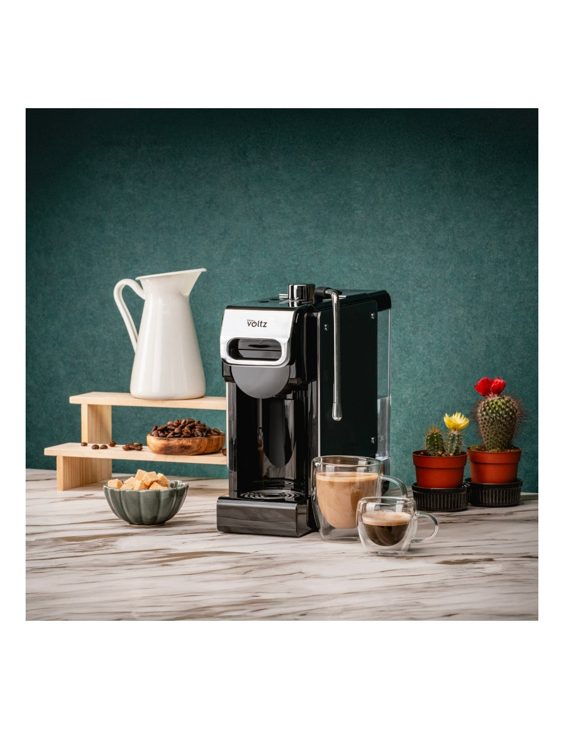 Espressor 8 in 1, 19 bari, 1450W, cafea macinata/capsule, rezervor 1 litru, spumare lapte, Oliver Voltz