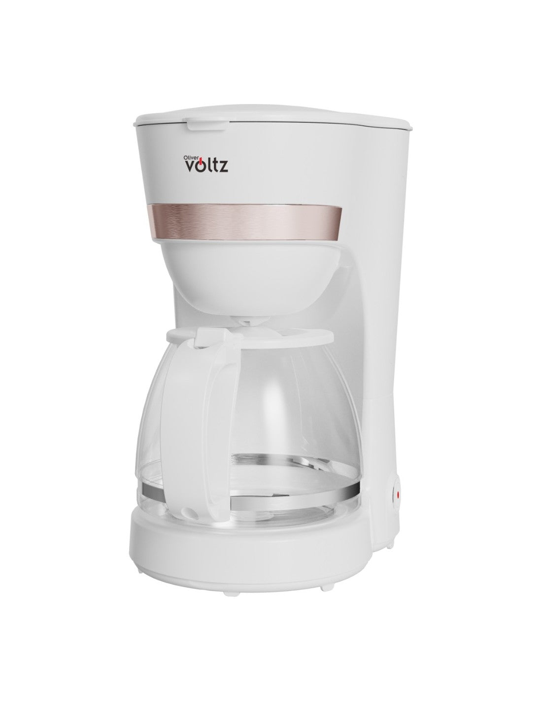 Cafetiera electrica, 1.25 Litri, anti-picurare, carafa din sticla, gradatie, Oliver Voltz, alb