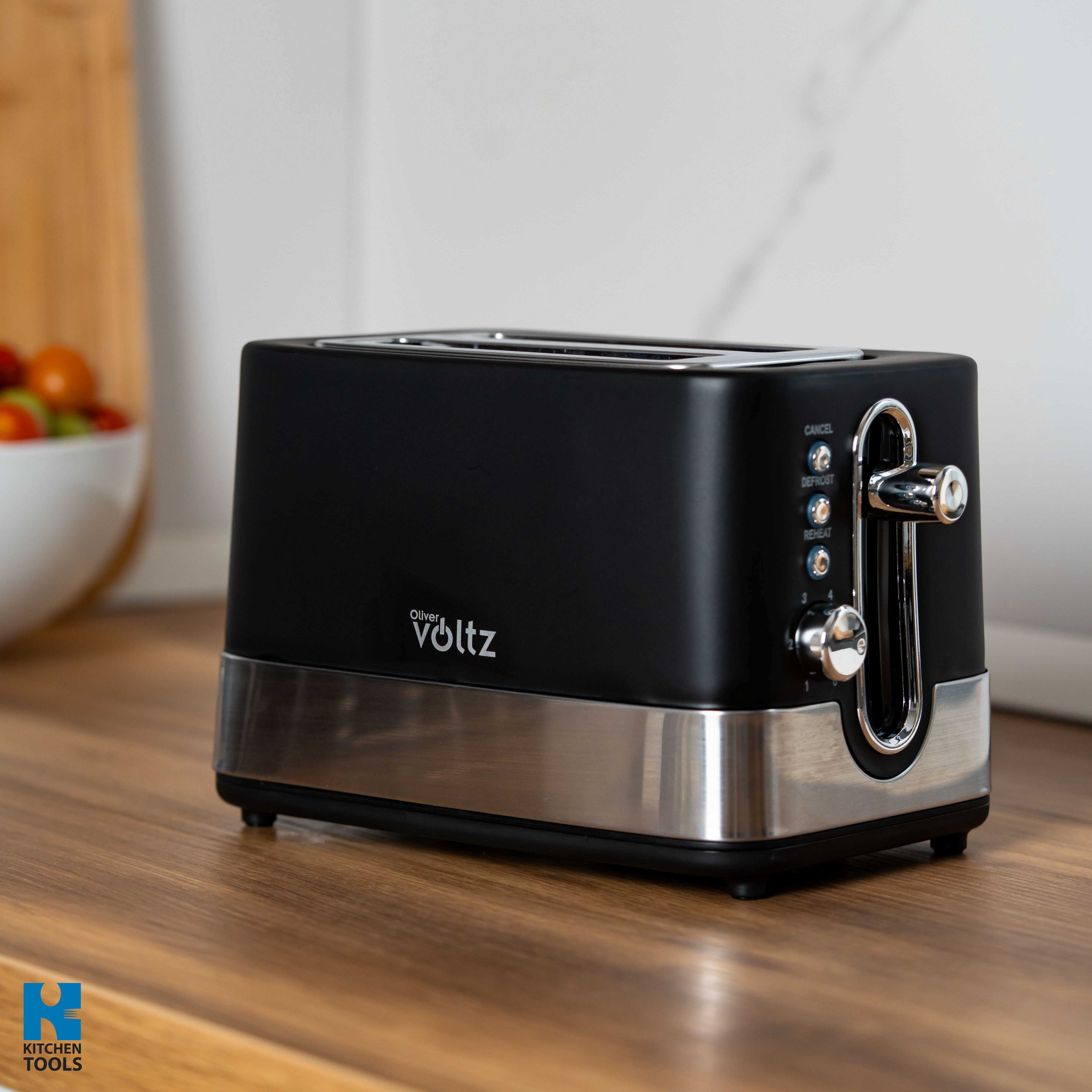 Prajitor de paine, 2 felii, 6 trepte, 800W, Cool Touch, control electronic, functie decongelare, Oliver Voltz, alb
