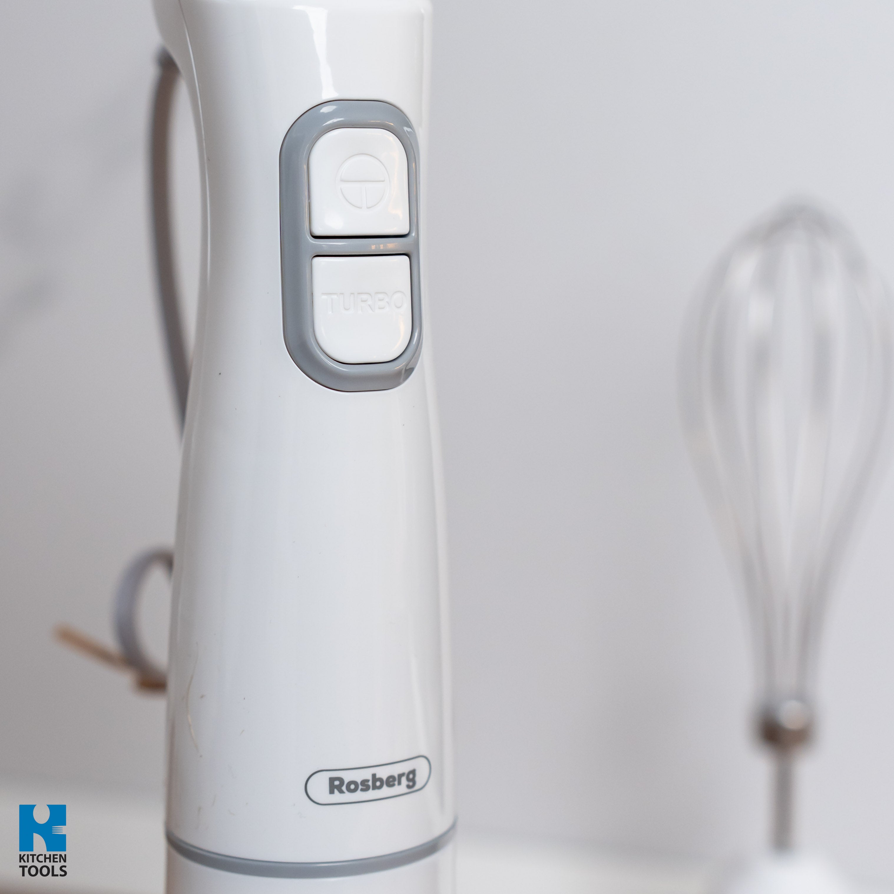 Blender de mana 3 in 1, tocator/mixer/blender, 400W, 2 trepte de viteza, pahar 600ml, tija inox, Rosberg, Alb