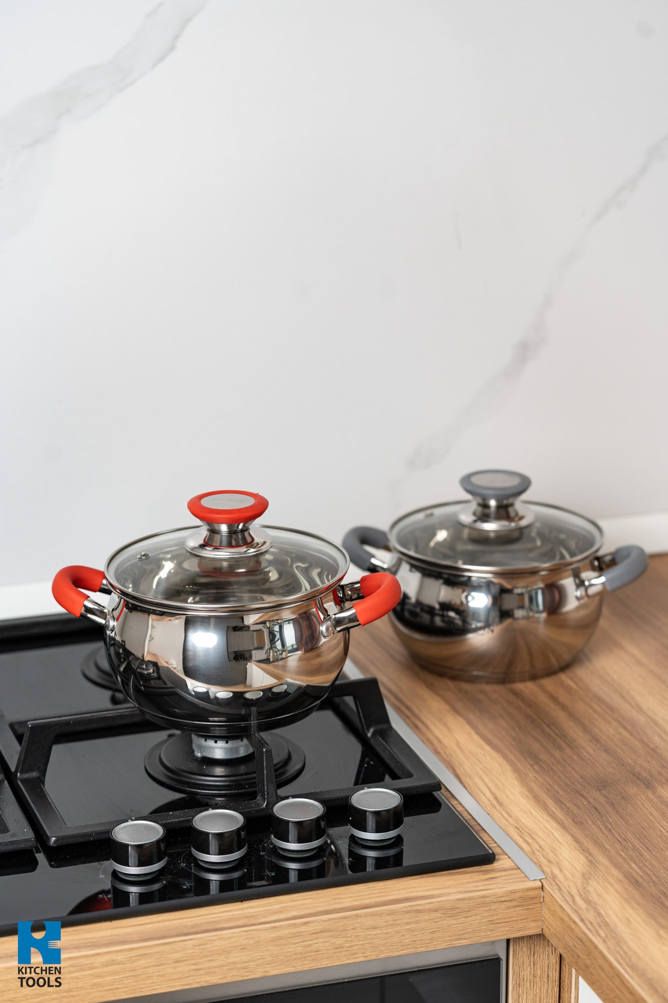 Cratita din inox 1.8l, 16x9.5cm, capac Sticla termorezistenta, Baza 5 straturi, Manere nituite