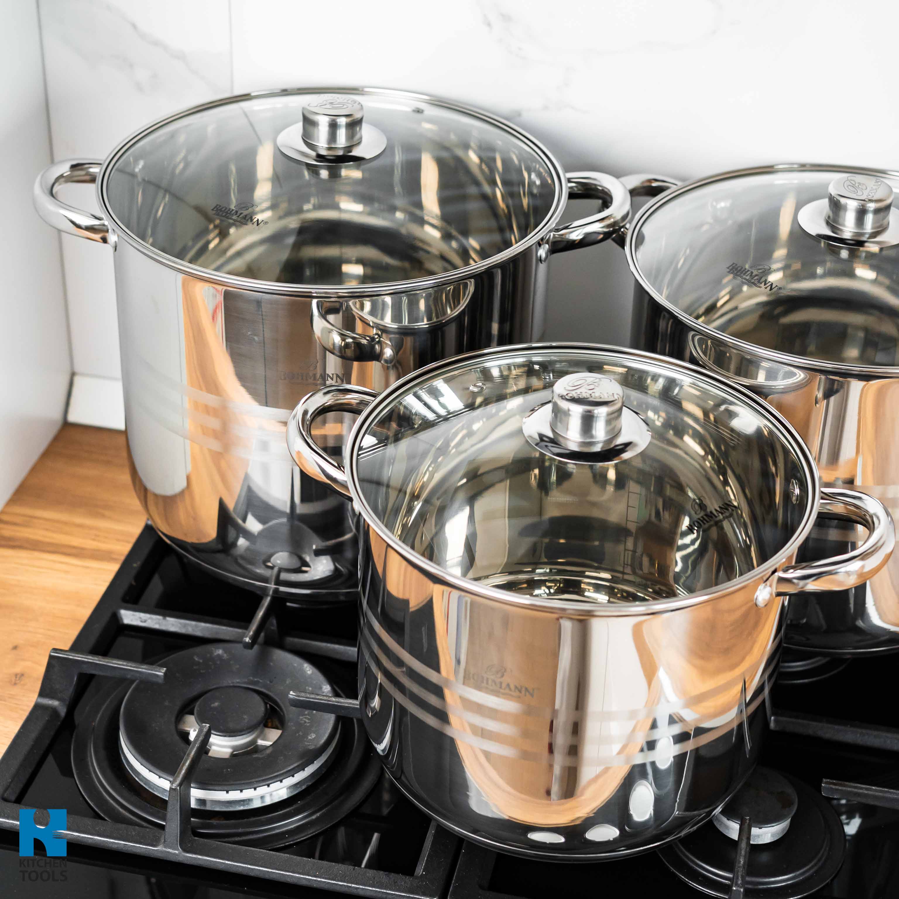 Set oale 6 piese Bohmann inox, (5L,6L ,8 L), inductie, fund 5 straturi