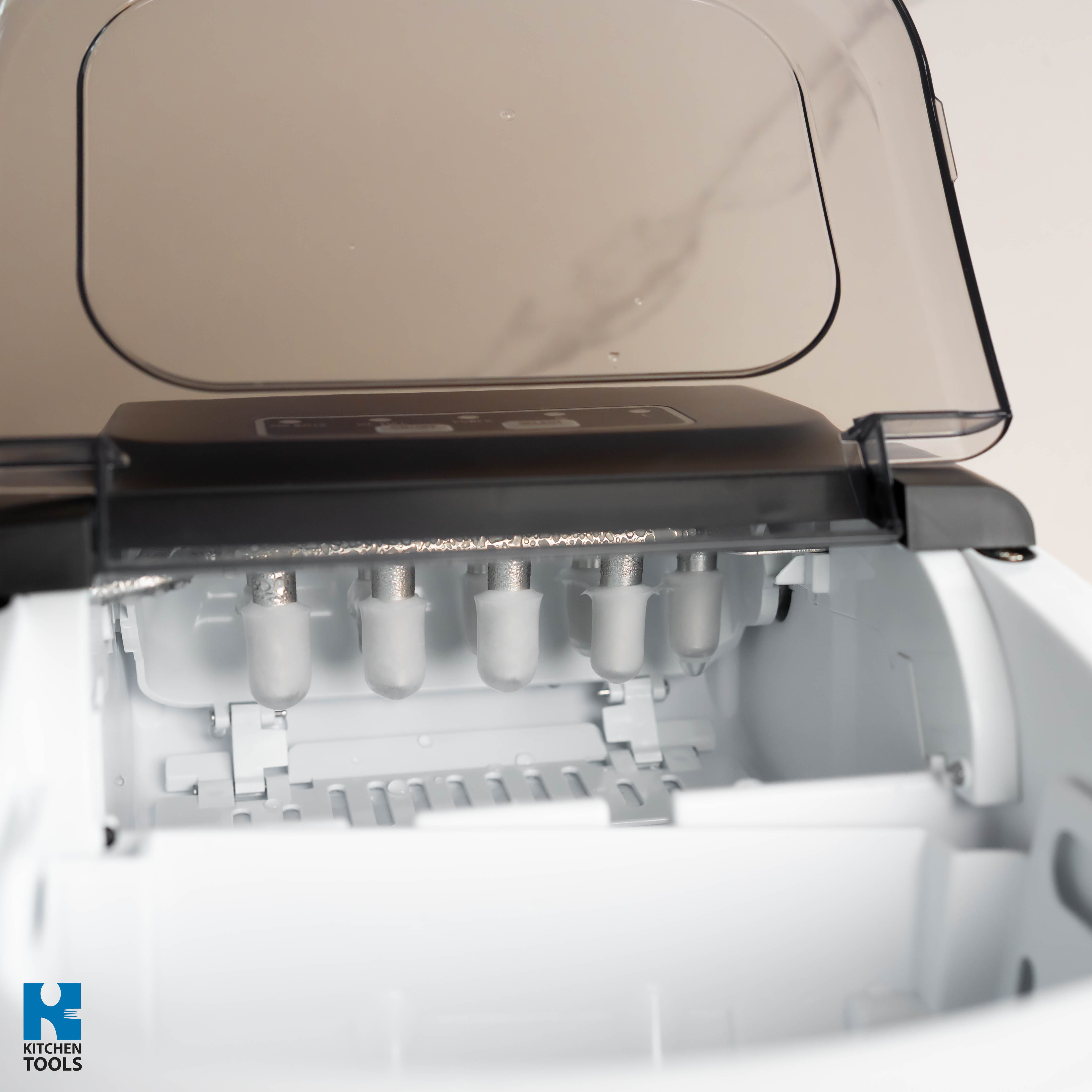 Aparat gheata Oliver Voltz, 12kg/zi, 1.3L, Inox, 9 cuburi/serie, Răcire R600a, Indicatori inteligenți, Gheață tip bullet, Gri
