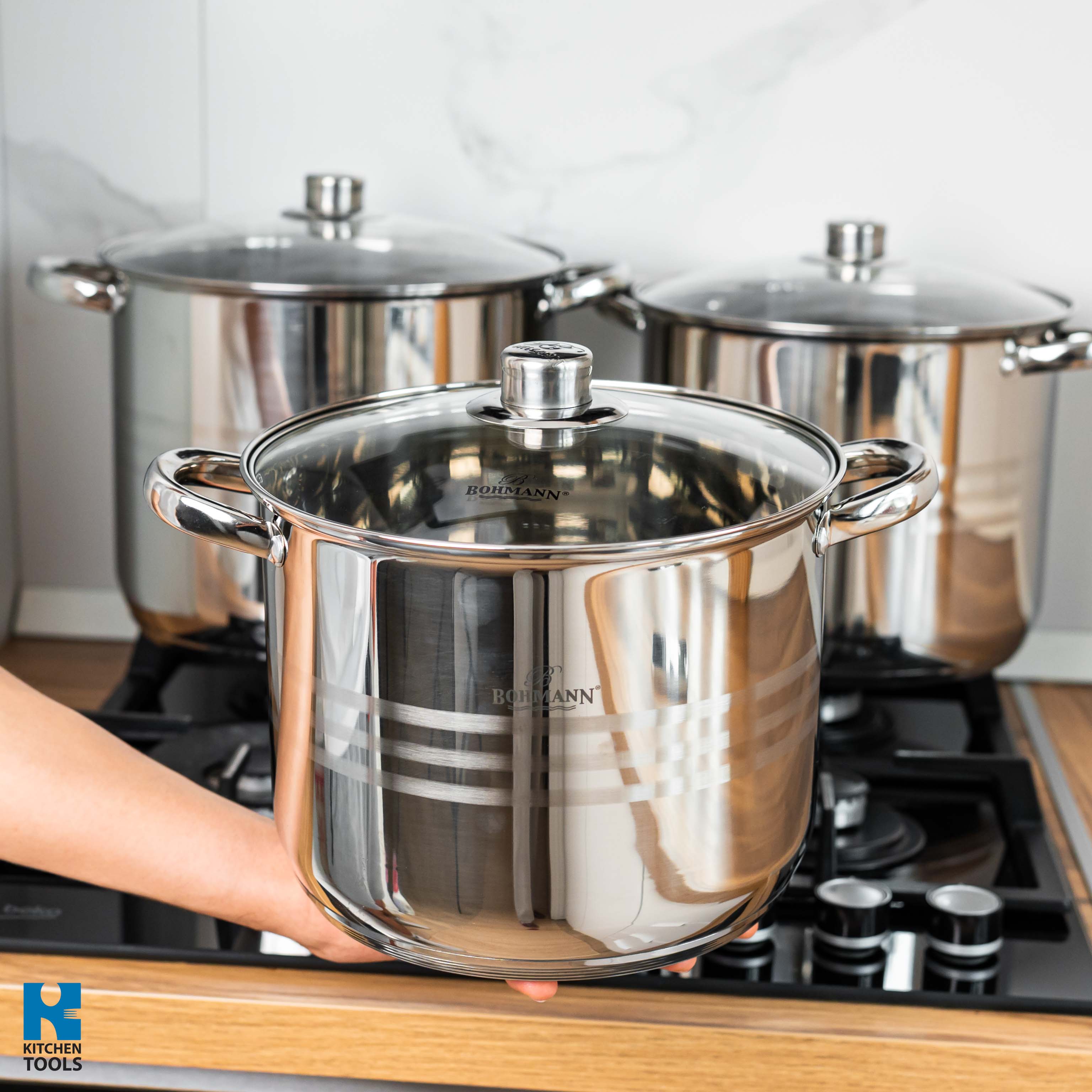Set oale 6 piese Bohmann inox, (9L,11L,13.5L), inductie, fund 3 straturi