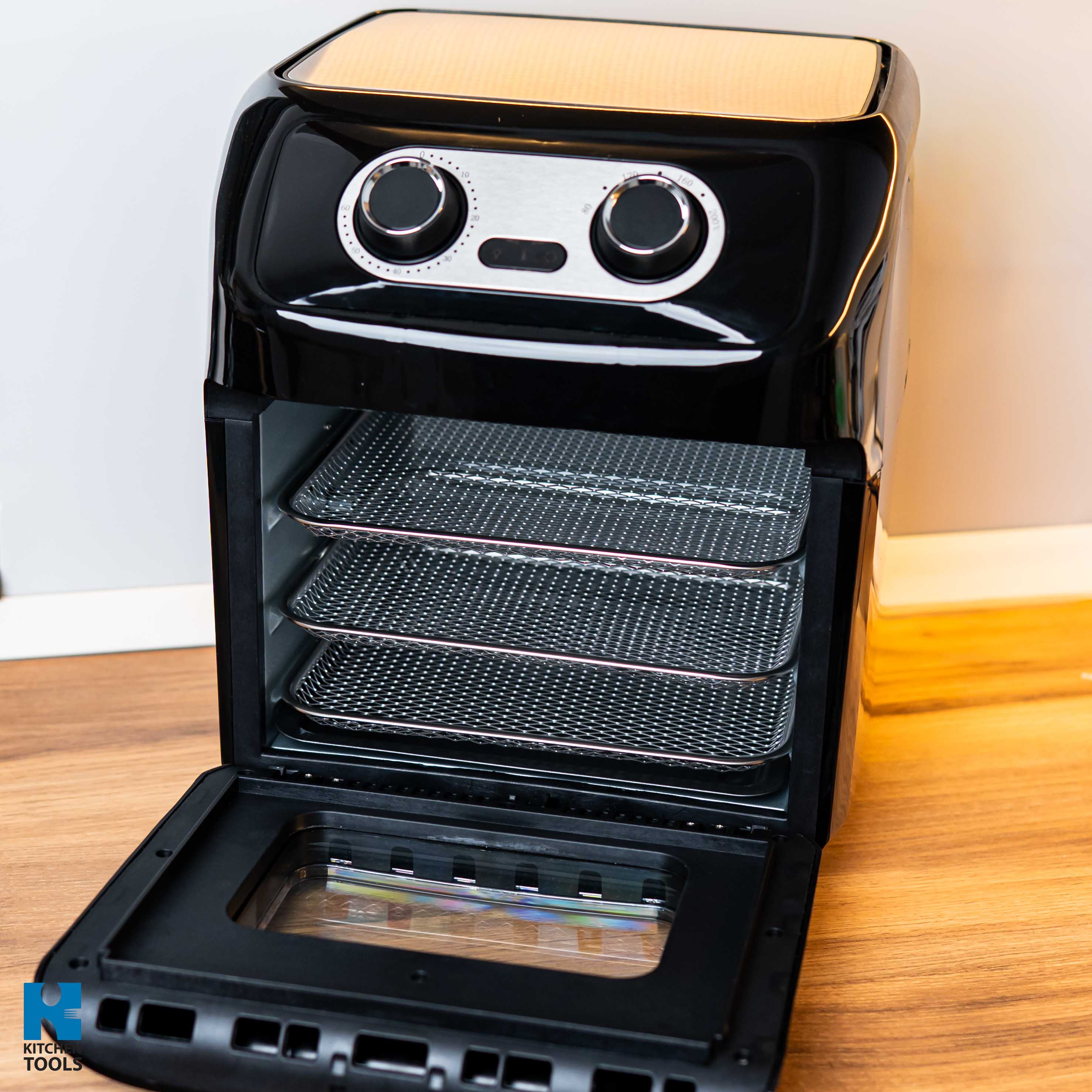 Cuptor Airfryer XXL 12 in 1, 3 zone de gatit, 1800W, 12litri, 12 programe, 7 accesorii, 200°C, timer 60 minute