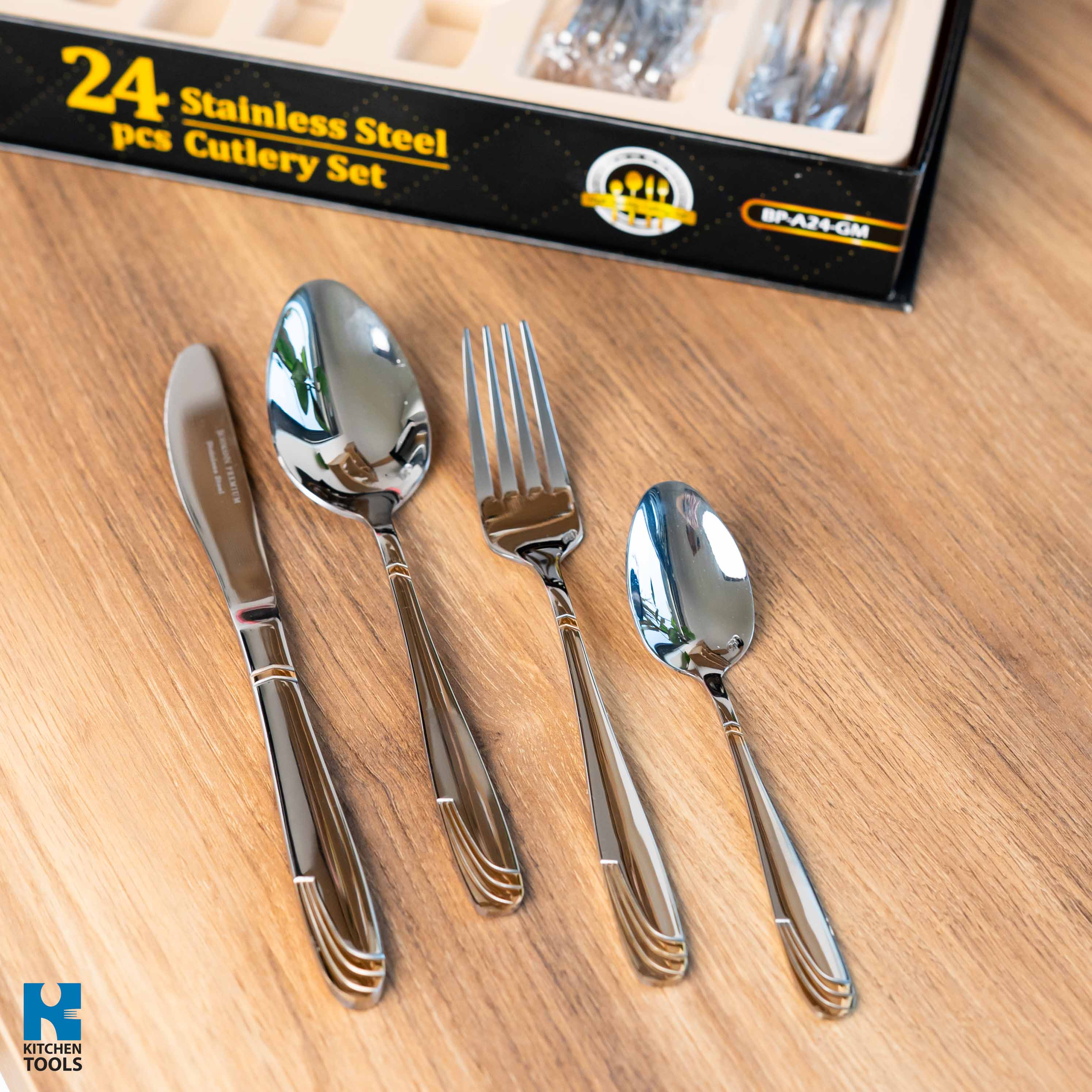 Set tacamuri 24 piese Bohmann Premium, Otel inoxidabil, auriu