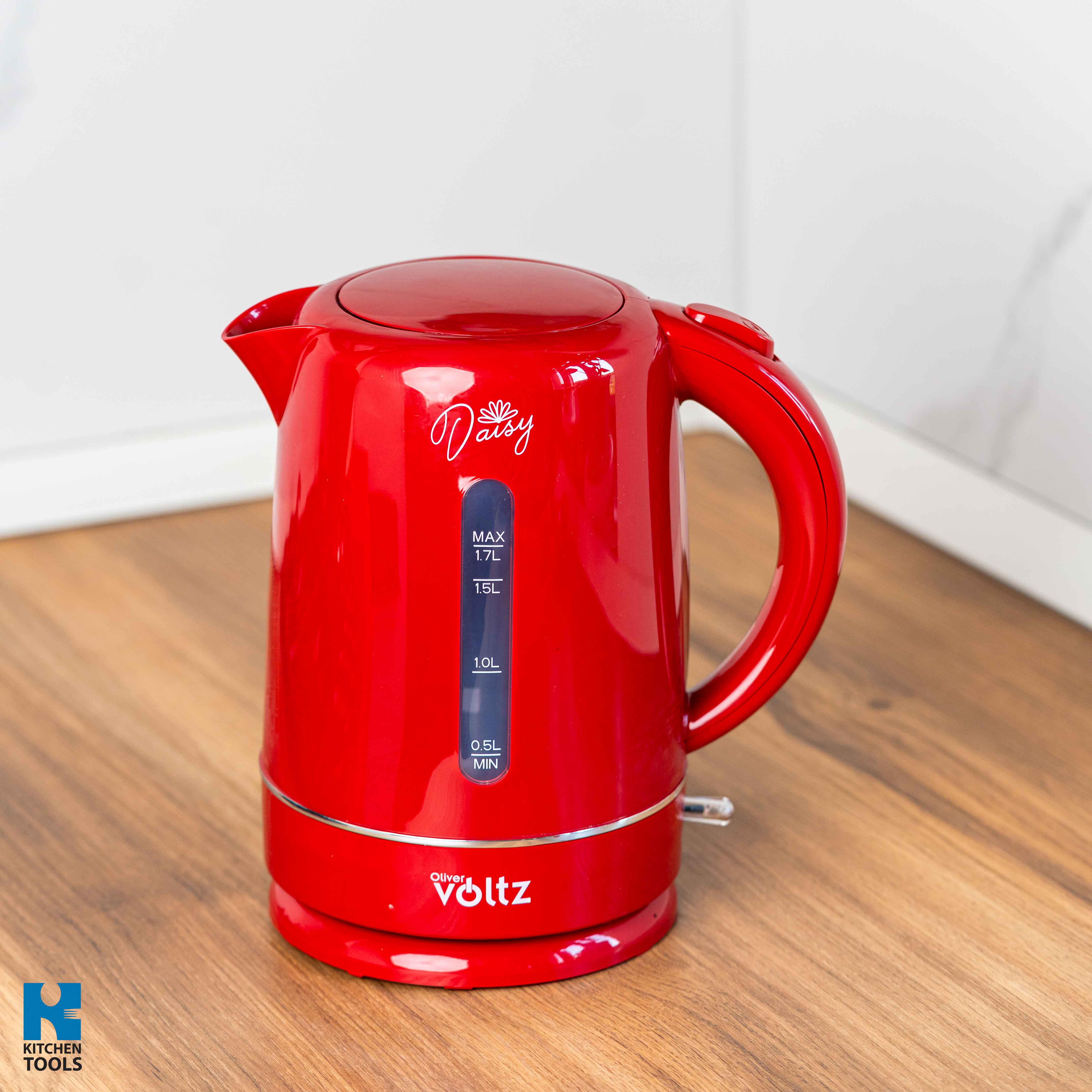 Fierbator electric, 1700ml, 2200W, filtru NYLON,  oprire automata, Baza rotativă la 360°, Oliver Voltz Daisy, rosu