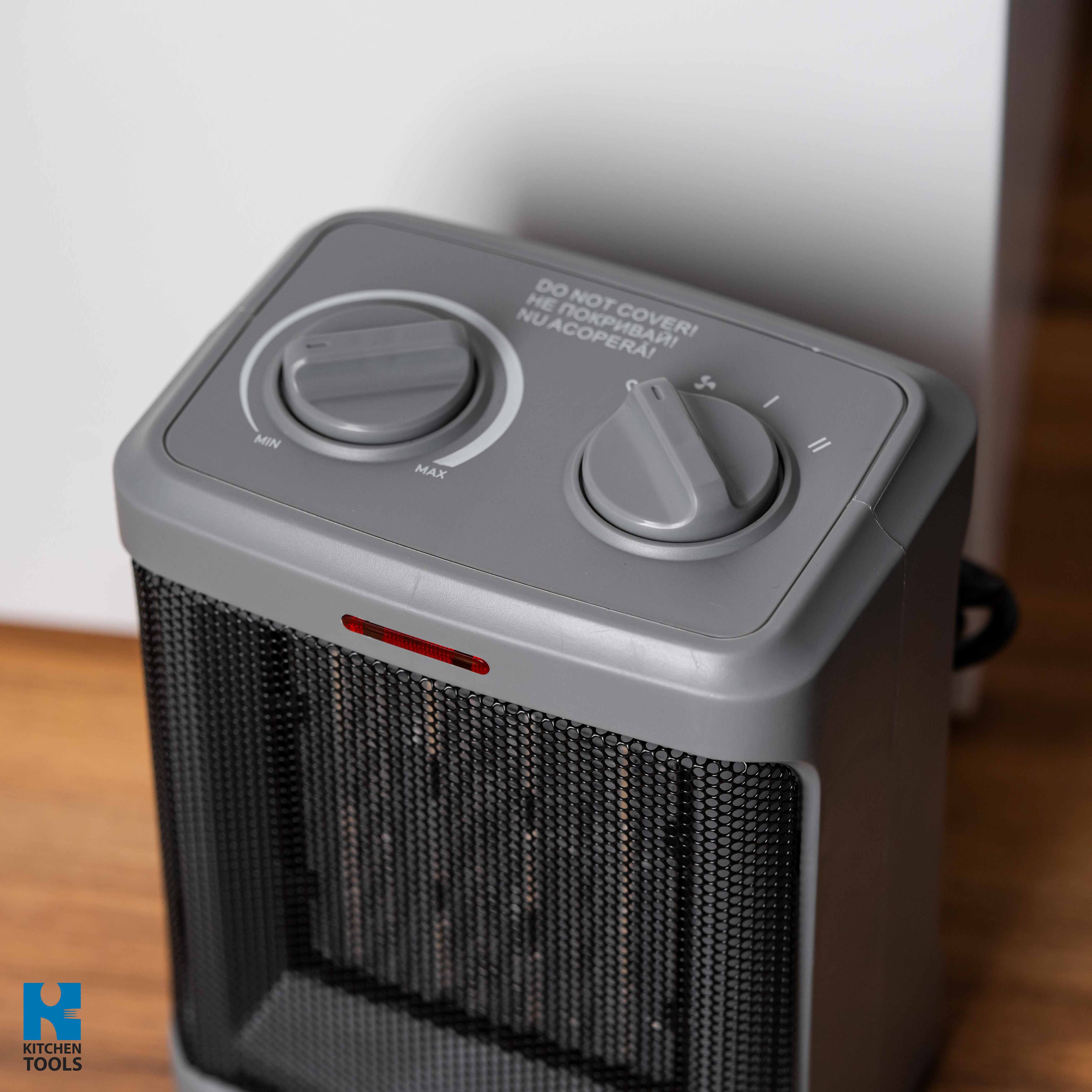 Aeroterma de birou cu ventilator, 2 trepte, 1500W, 3 moduri de functionare, protectie la supraincalzire, Oliver Voltz, gri