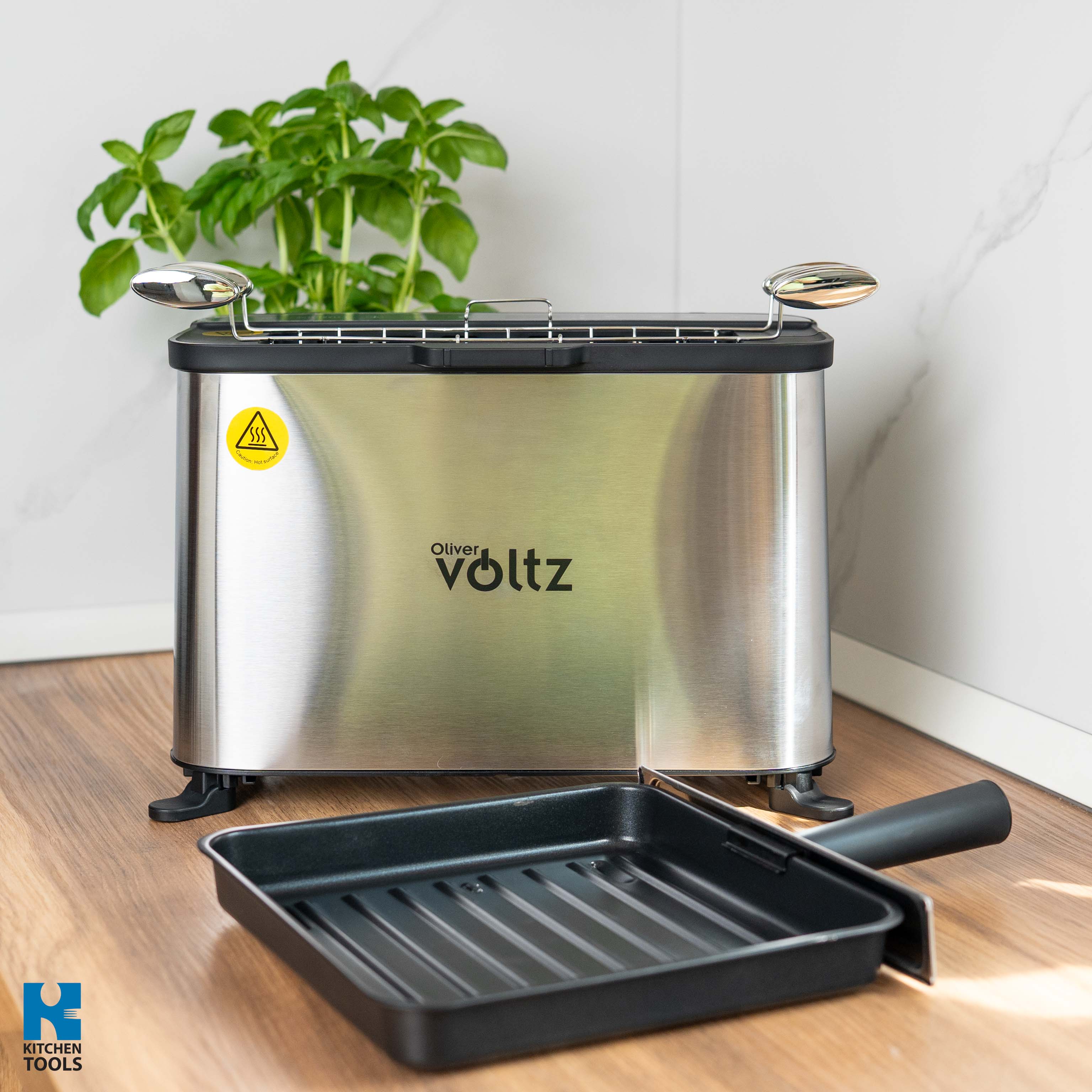 Grill electric 4 in 1 multifunctional, Toast/Grill/Cuptor/BBQ, 1700W, antiaderent, inox, Oliver Voltz