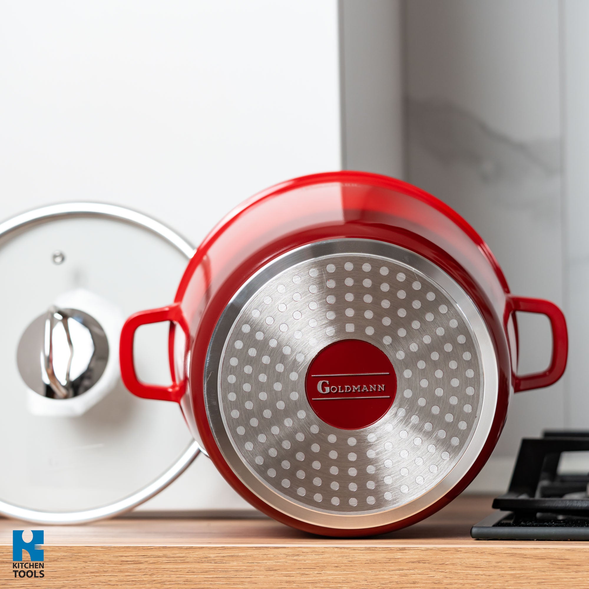 Oala aluminiu turnat ROSIE, 32x22 cm, 14 litri, Goldmann, acoperire ceramica, capac termorezistent