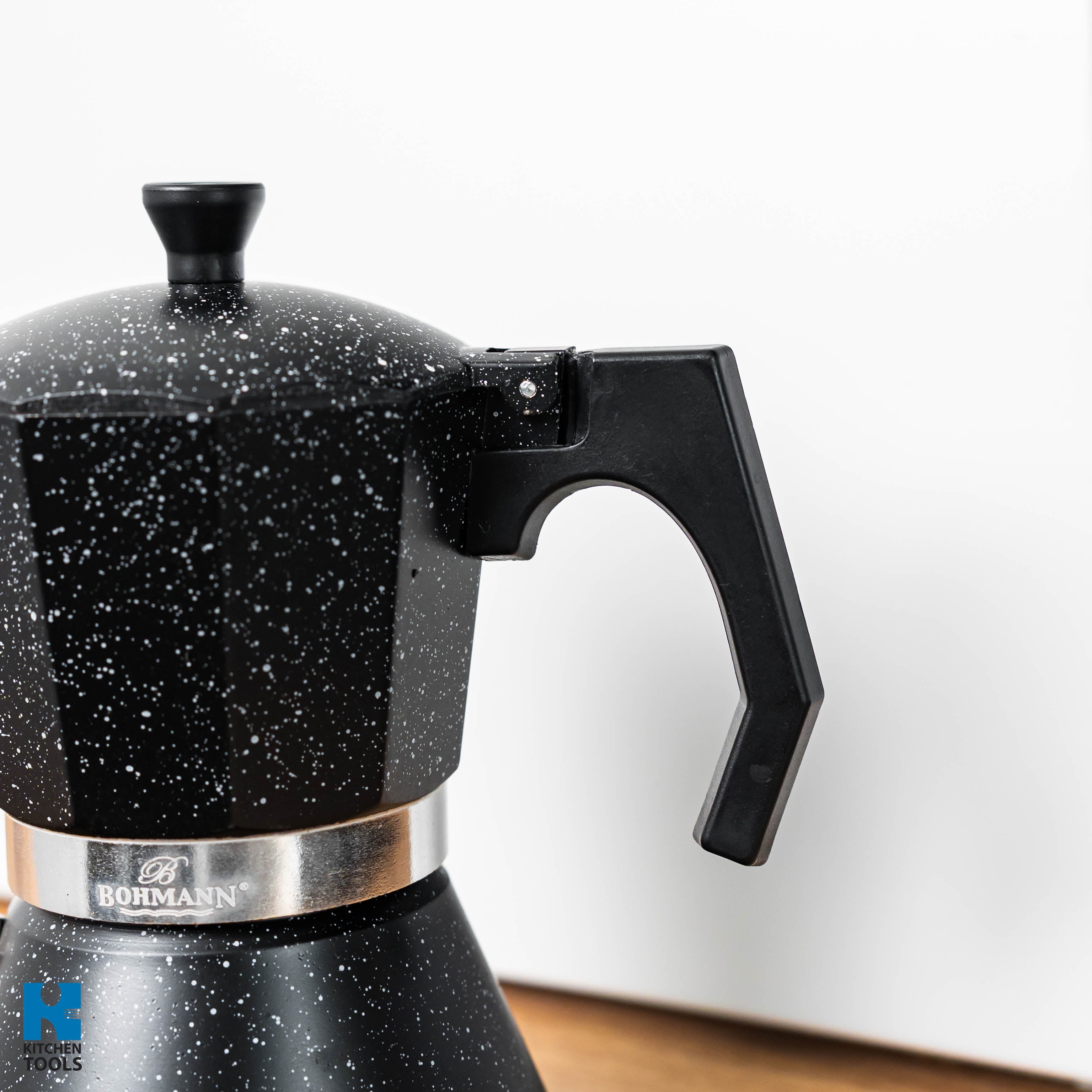Espressor din aluminiu pentru aragaz Bohmann, 3 Cesti, Aluminiu, maner bachelita, Negru