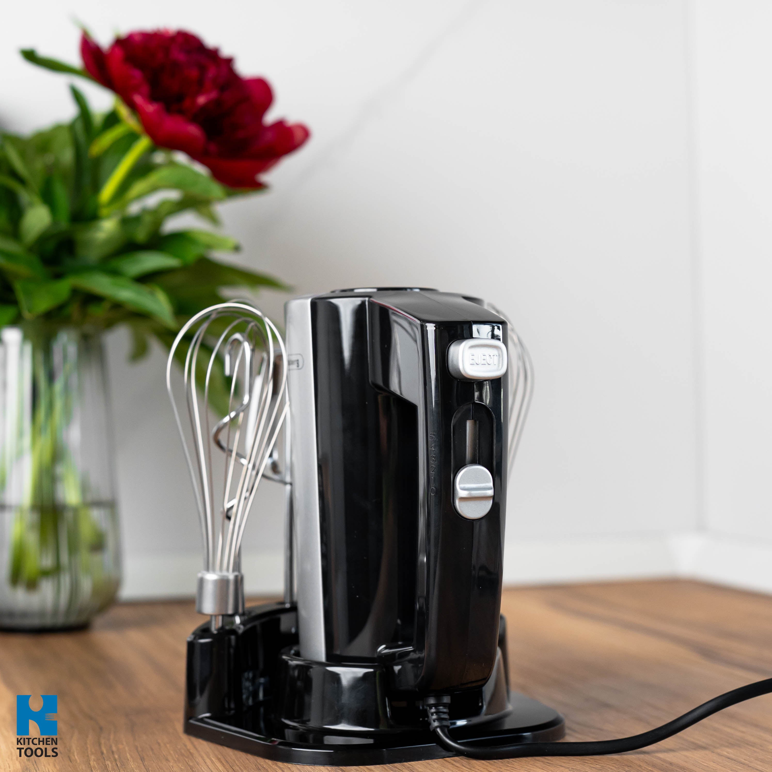 Mixer Manual Rosberg, 300W, cu suport pentru mixer și accesorii, Negru/Argintiu