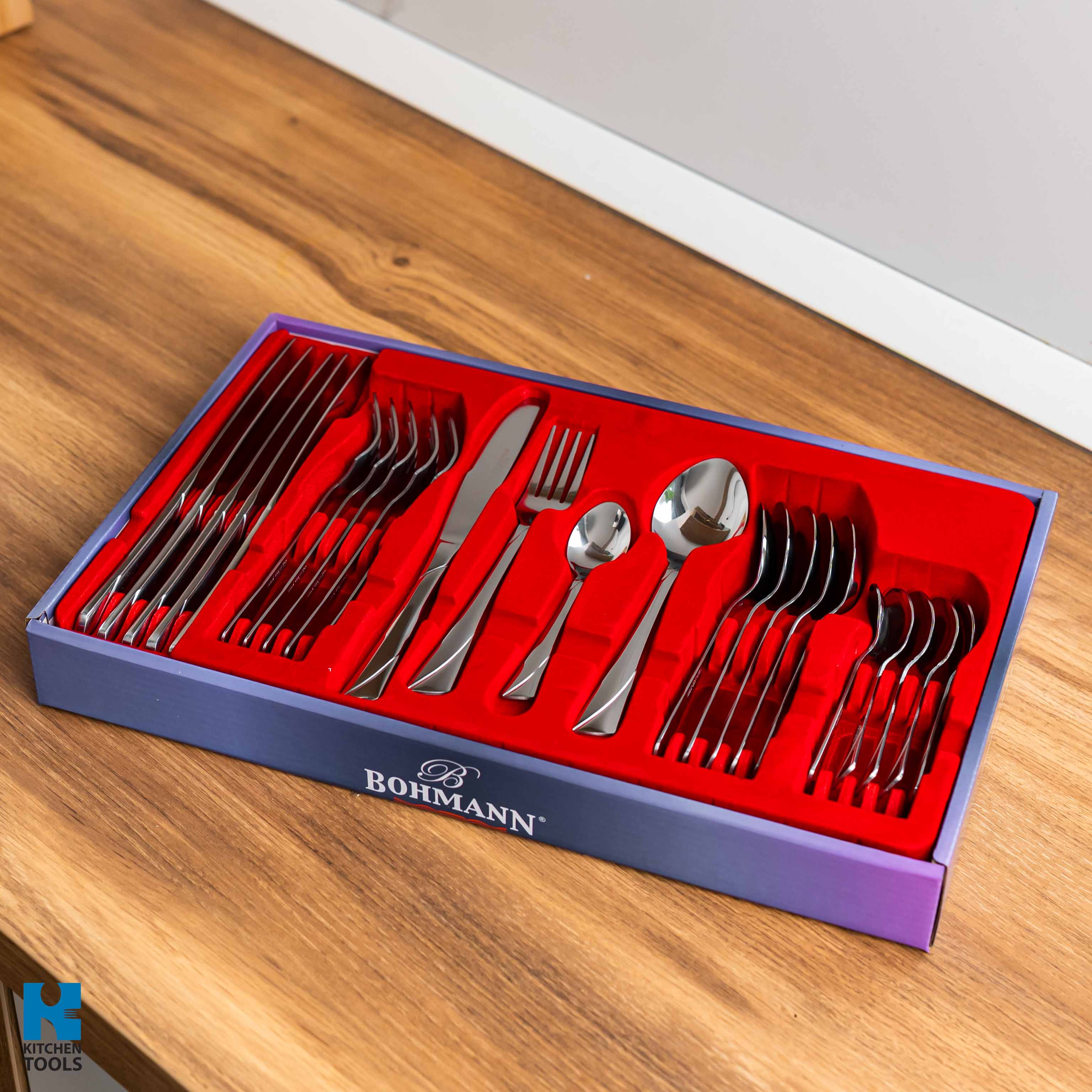 Set tacamuri 24 piese, 6 persoane, finisaj oglinda, otel inoxidabil, Bohmann